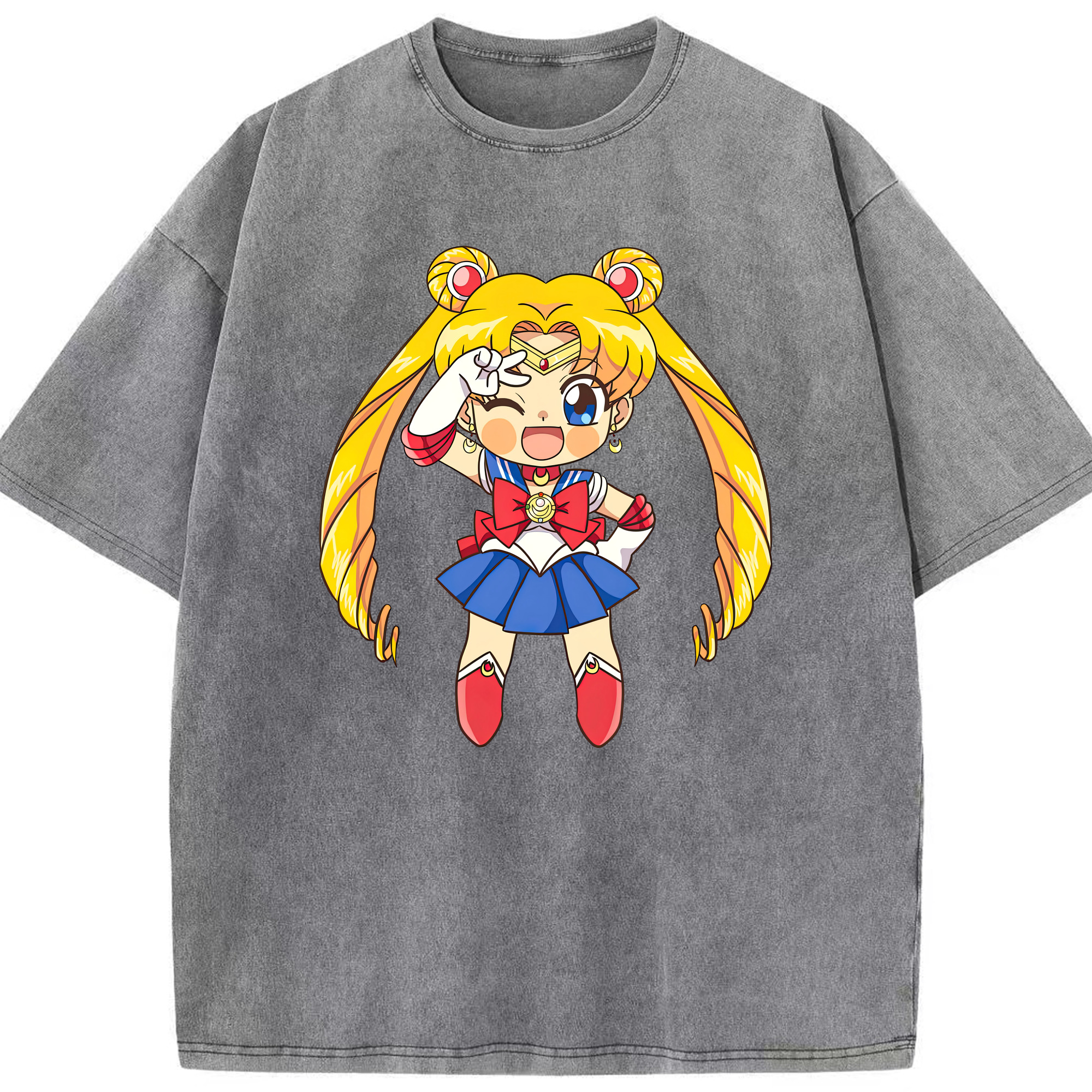（画像用） 美少女戦士セーラームーン 月野 うさぎ つきの うさぎ Sailor Moon Tsukino Usagi 綿100% ヴィンテージ風 半袖Tシャツ（フロントプリント）