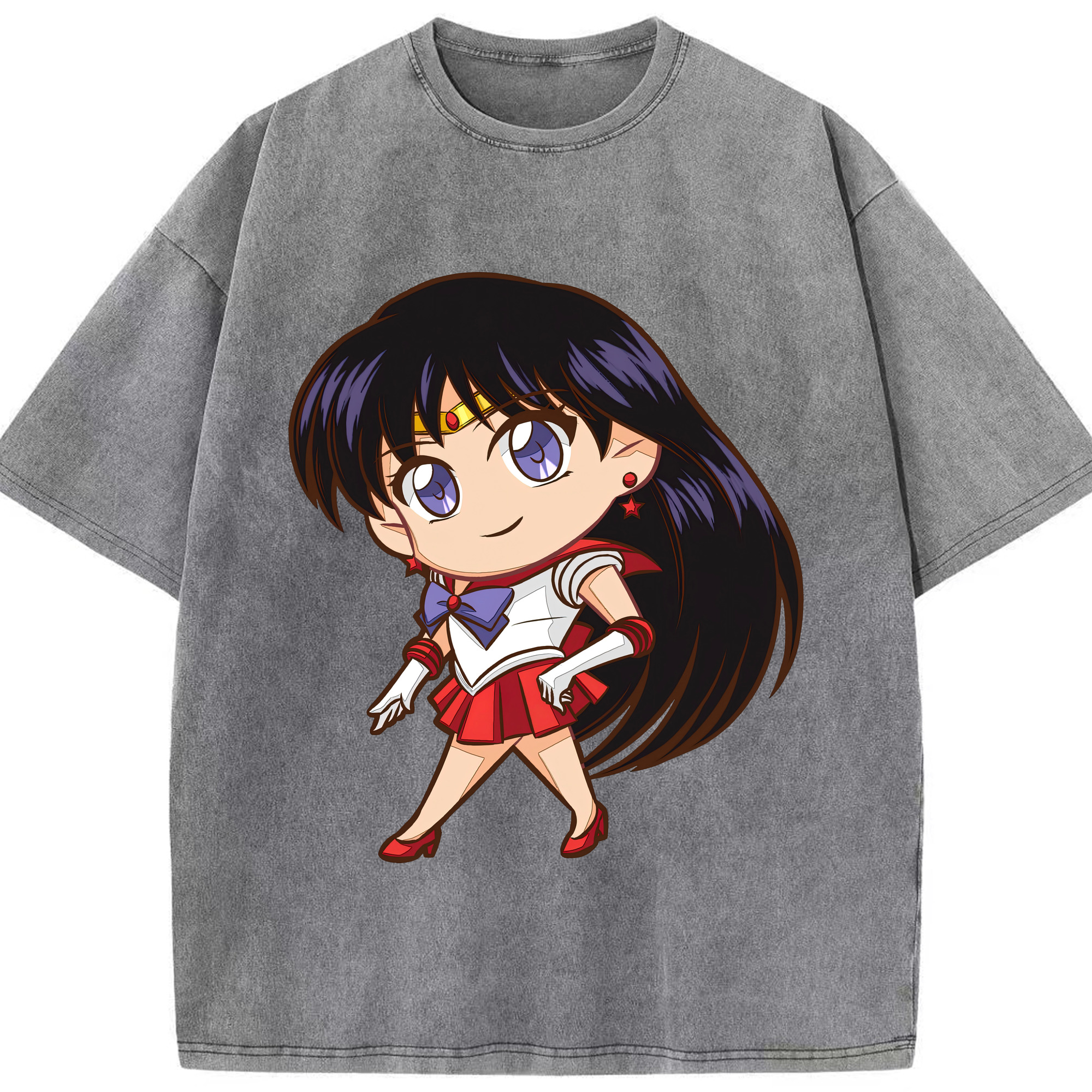 （画像用） 美少女戦士セーラームーン 火野レイ ひの レイ Sailor Moon Hino Rei （セーラーマーズ,Sailor Mars） 綿100% ヴィンテージ風 半袖Tシャツ（フロントプリント）