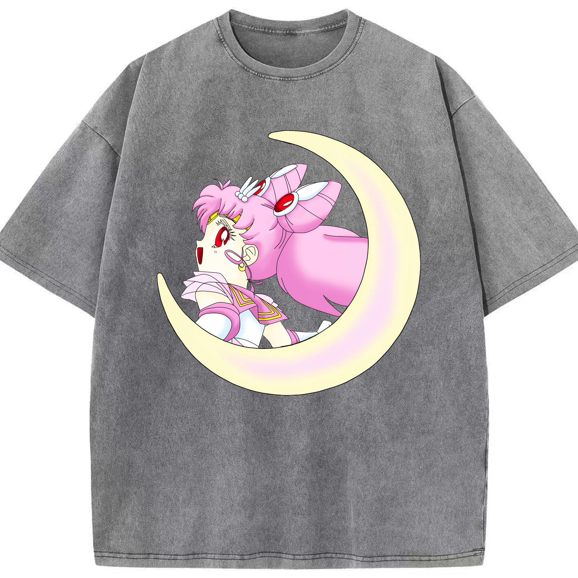 （画像用） 美少女戦士セーラームーン ちびうさ Sailor Moon Chibiusa Tsukino Usagi Small Lady Serenity 綿100% ヴィンテージ風 半袖Tシャツ（フロントプリント）