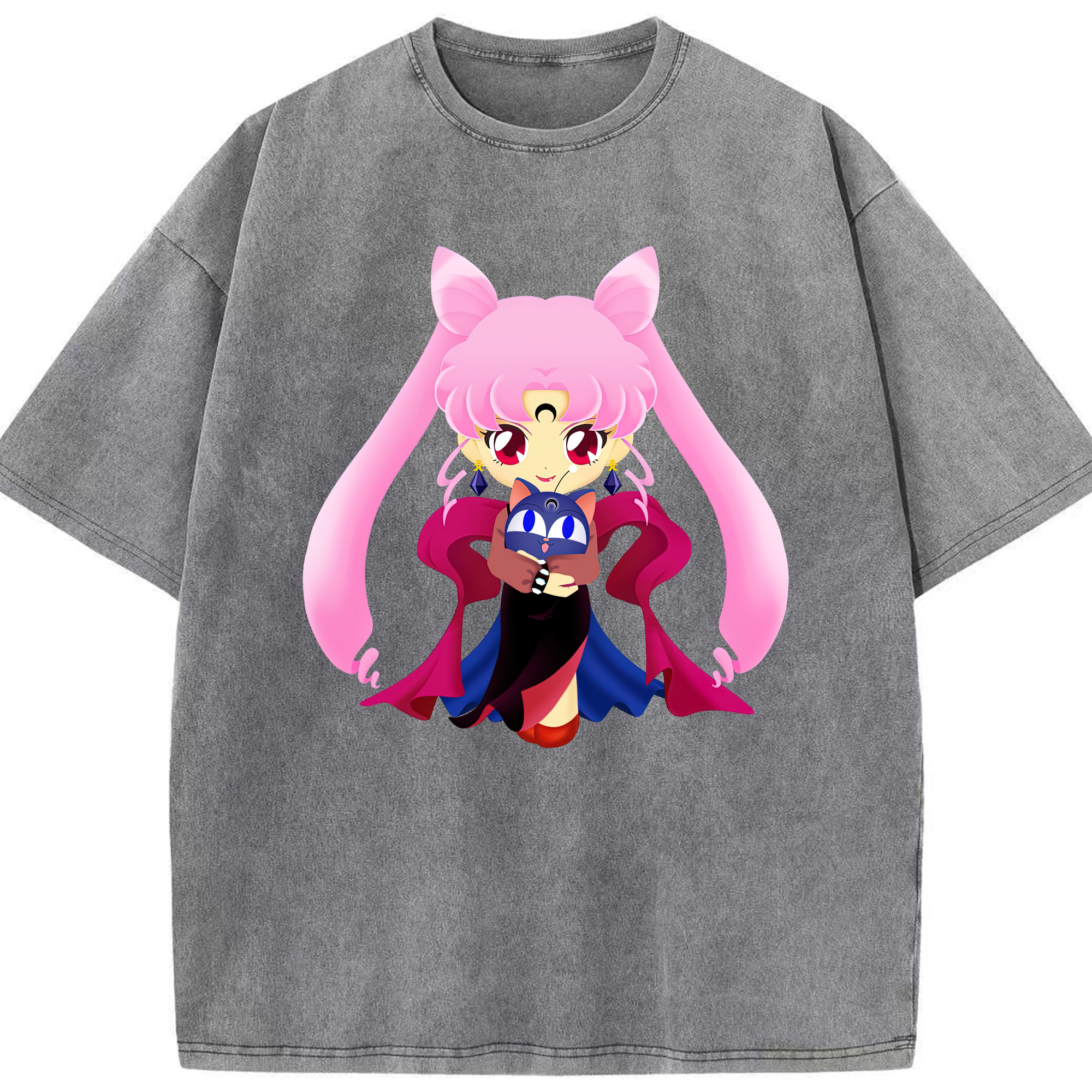 （画像用） 美少女戦士セーラームーン ちびうさ Sailor Moon Chibiusa Tsukino Usagi Small Lady Serenity 綿100% ヴィンテージ風 半袖Tシャツ（フロントプリント）