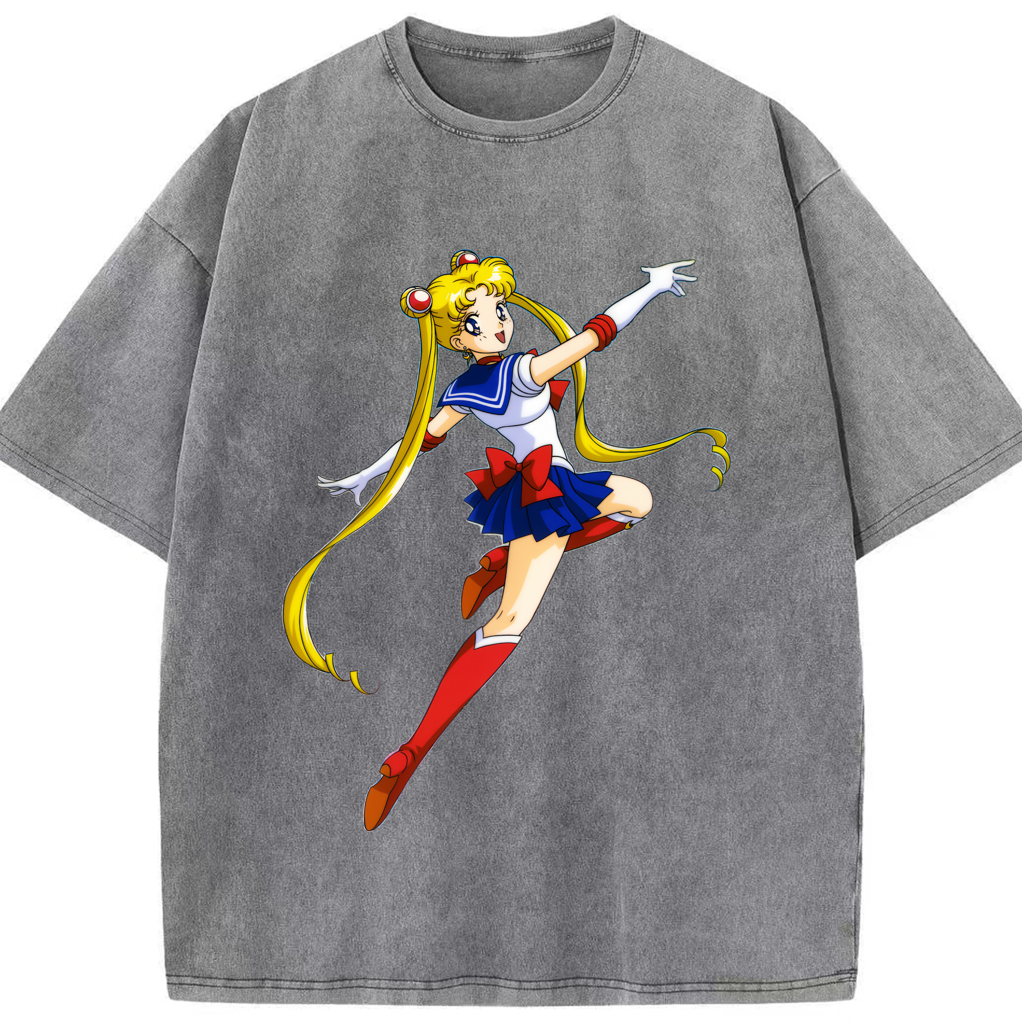 （画像用） 美少女戦士セーラームーン 月野 うさぎ つきの うさぎ Sailor Moon Tsukino Usagi 綿100% ヴィンテージ風 半袖Tシャツ（フロントプリント）