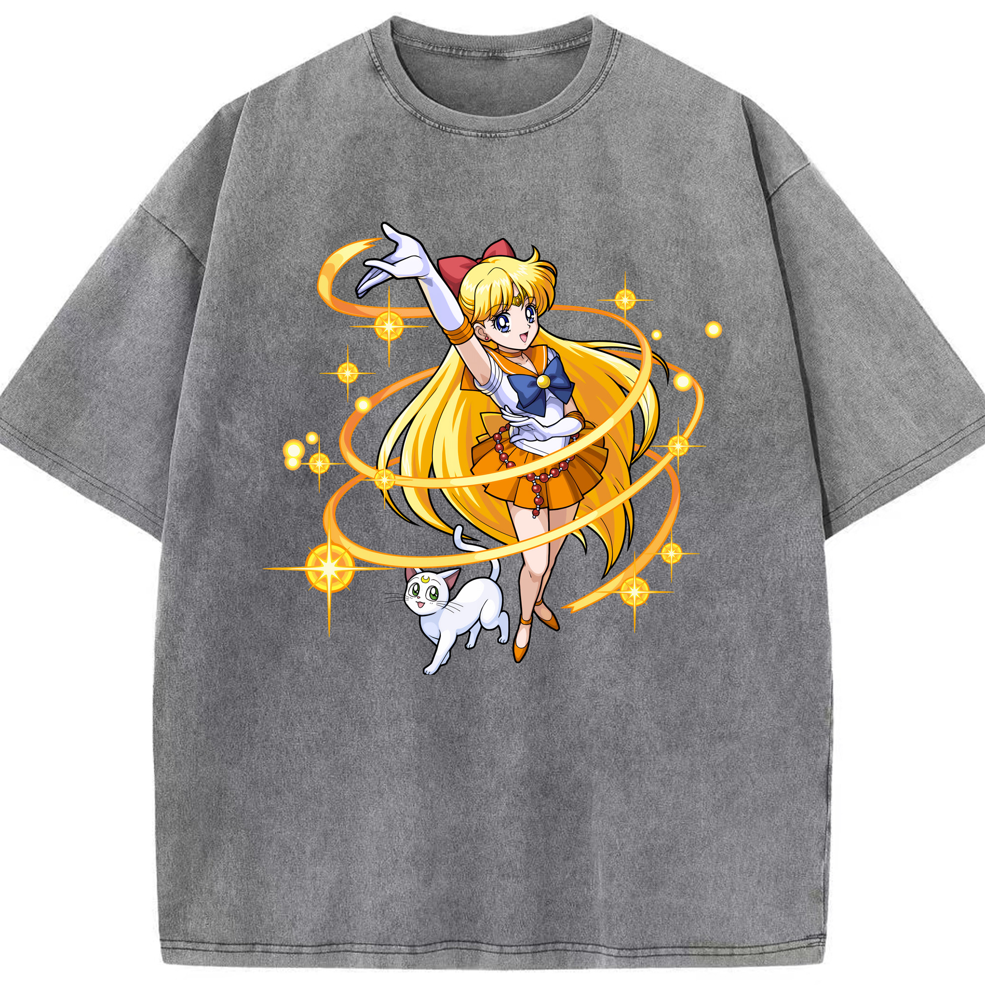 （画像用） 美少女戦士セーラームーン 愛野 美奈子 あいの みなこ Sailor Moon Aino Minako 綿100% ヴィンテージ風 半袖Tシャツ（フロントプリント）