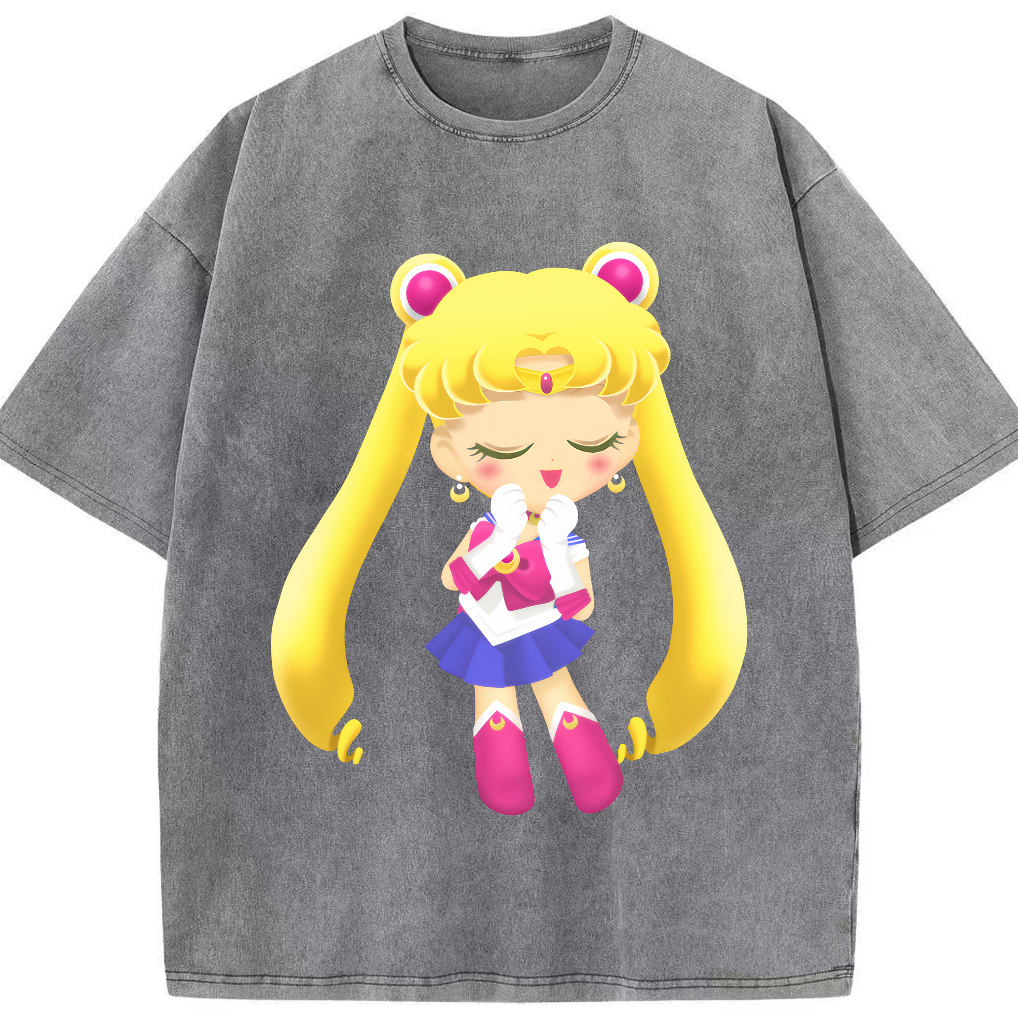 （画像用） 美少女戦士セーラームーン 月野 うさぎ つきの うさぎ Sailor Moon Tsukino Usagi 綿100% ヴィンテージ風 半袖Tシャツ（フロントプリント）