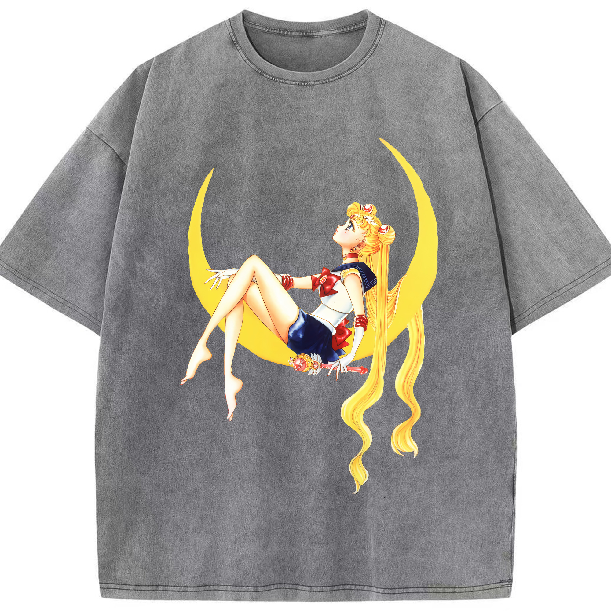 （画像用） 美少女戦士セーラームーン 月野 うさぎ つきの うさぎ Sailor Moon Tsukino Usagi 綿100% ヴィンテージ風 半袖Tシャツ（フロントプリント）