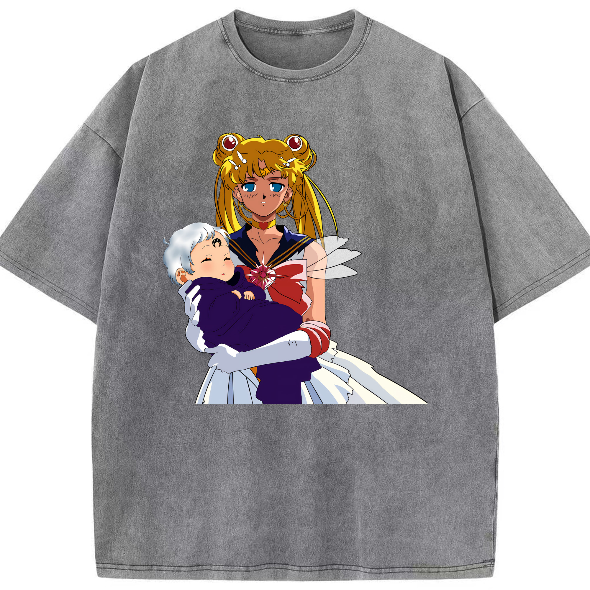 （画像用） 美少女戦士セーラームーン 月野 うさぎ つきの うさぎ Sailor Moon Tsukino Usagi 綿100% ヴィンテージ風 半袖Tシャツ（フロントプリント）