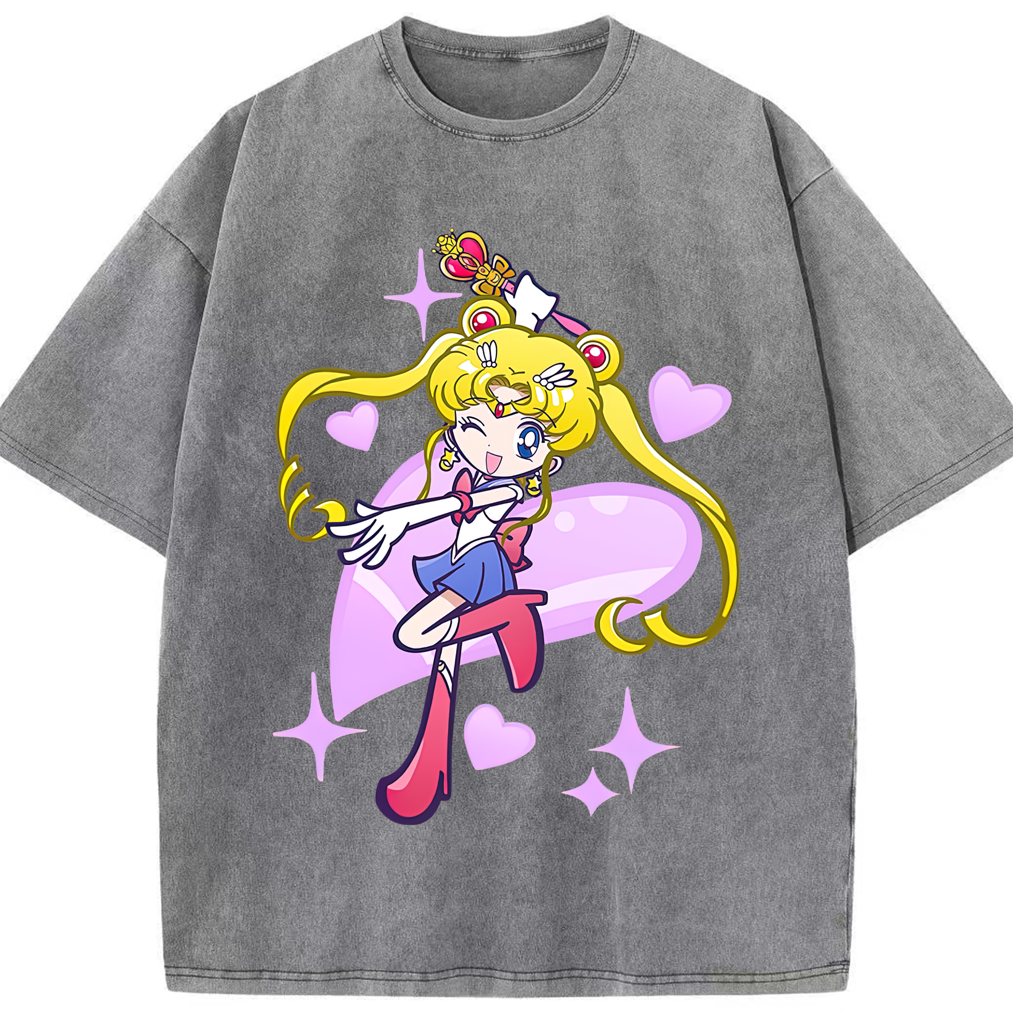 （画像用） 美少女戦士セーラームーン 月野 うさぎ つきの うさぎ Sailor Moon Tsukino Usagi 綿100% ヴィンテージ風 半袖Tシャツ（フロントプリント）