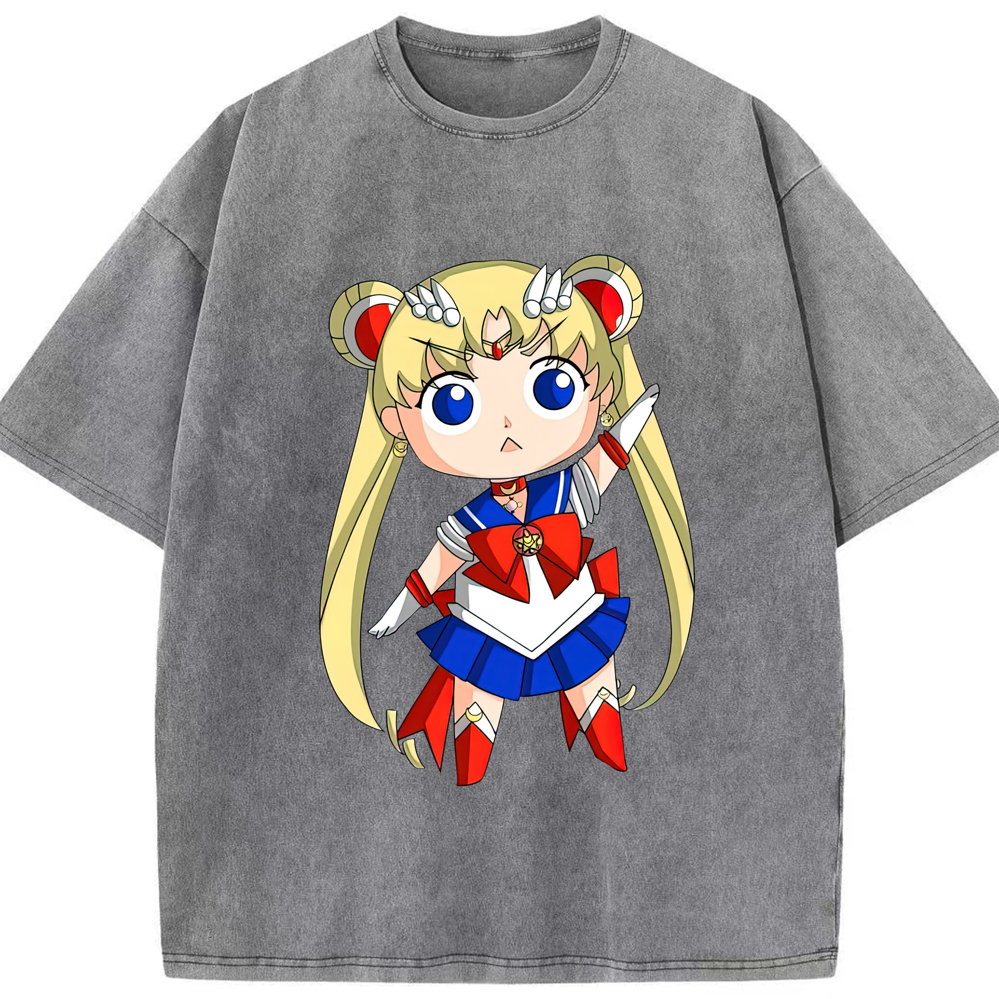 （画像用） 美少女戦士セーラームーン 月野 うさぎ つきの うさぎ Sailor Moon Tsukino Usagi 綿100% ヴィンテージ風 半袖Tシャツ（フロントプリント）