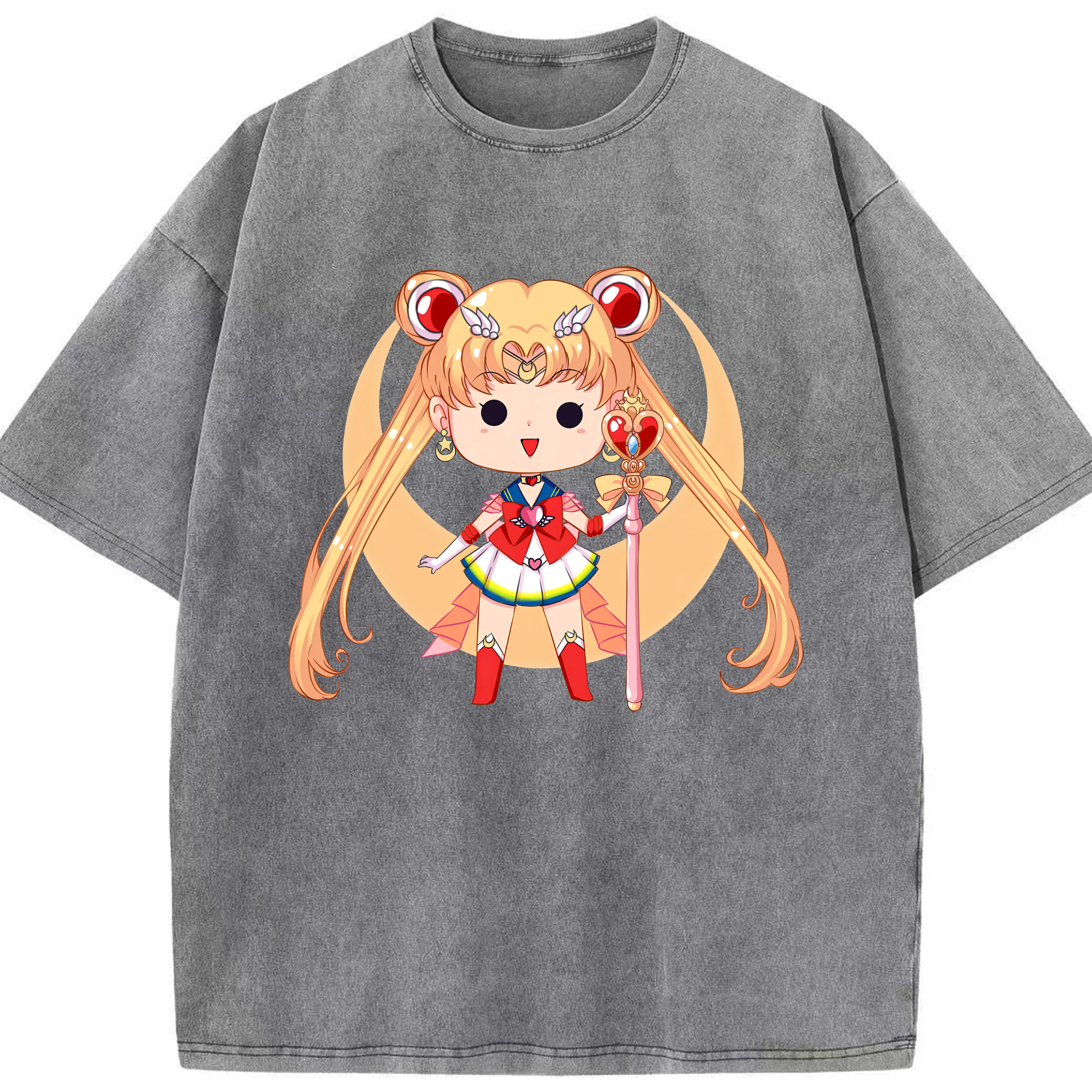 （画像用） 美少女戦士セーラームーン 月野 うさぎ つきの うさぎ Sailor Moon Tsukino Usagi 綿100% ヴィンテージ風 半袖Tシャツ（フロントプリント）
