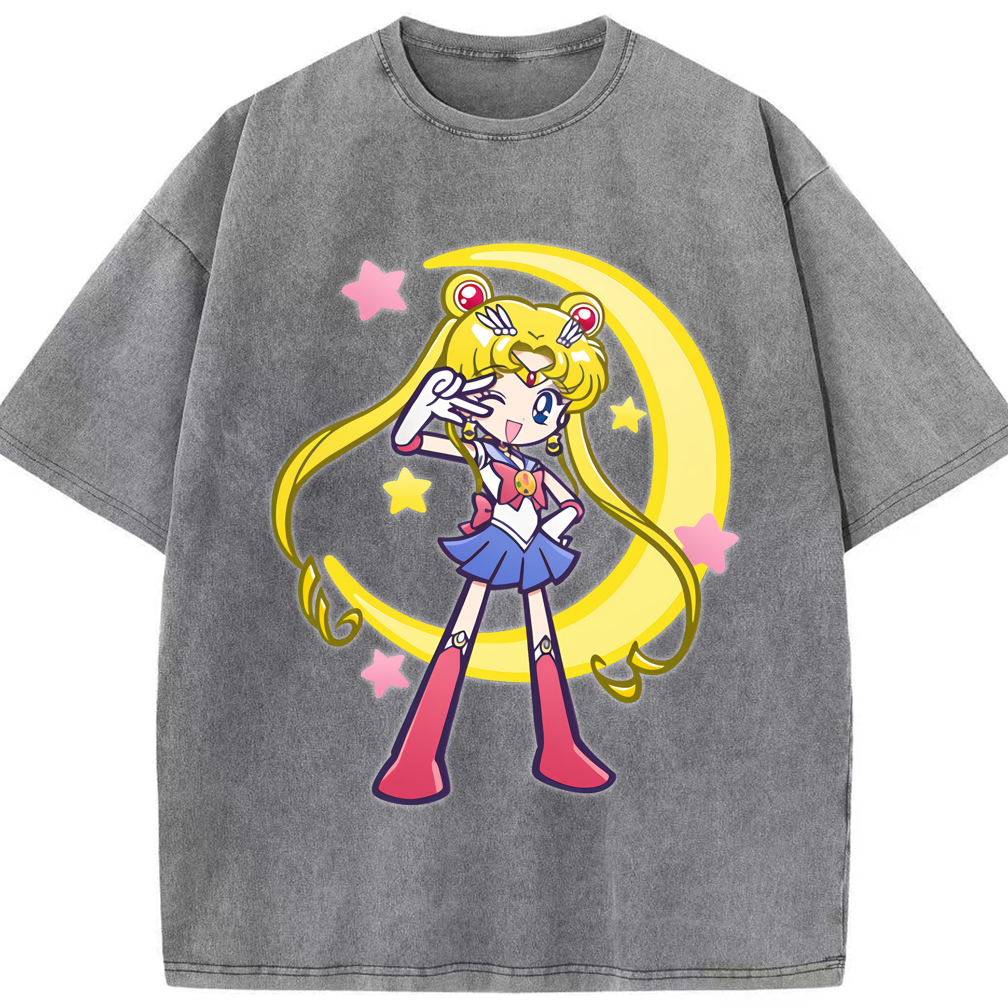 （画像用） 美少女戦士セーラームーン 月野 うさぎ つきの うさぎ Sailor Moon Tsukino Usagi 綿100% ヴィンテージ風 半袖Tシャツ（フロントプリント）