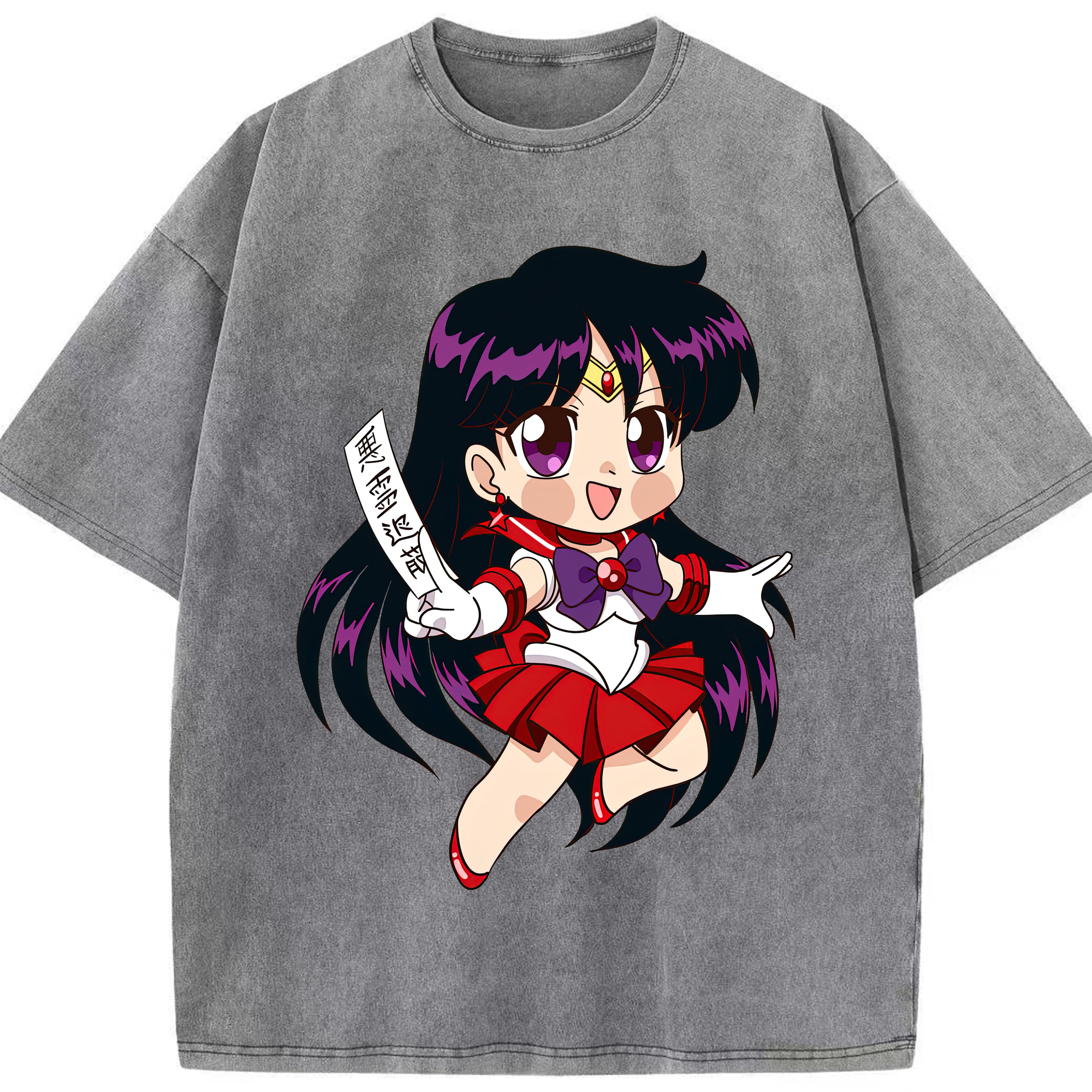 （画像用） 美少女戦士セーラームーン 火野レイ ひの レイ Sailor Moon Hino Rei （セーラーマーズ,Sailor Mars） 綿100% ヴィンテージ風 半袖Tシャツ（フロントプリント）