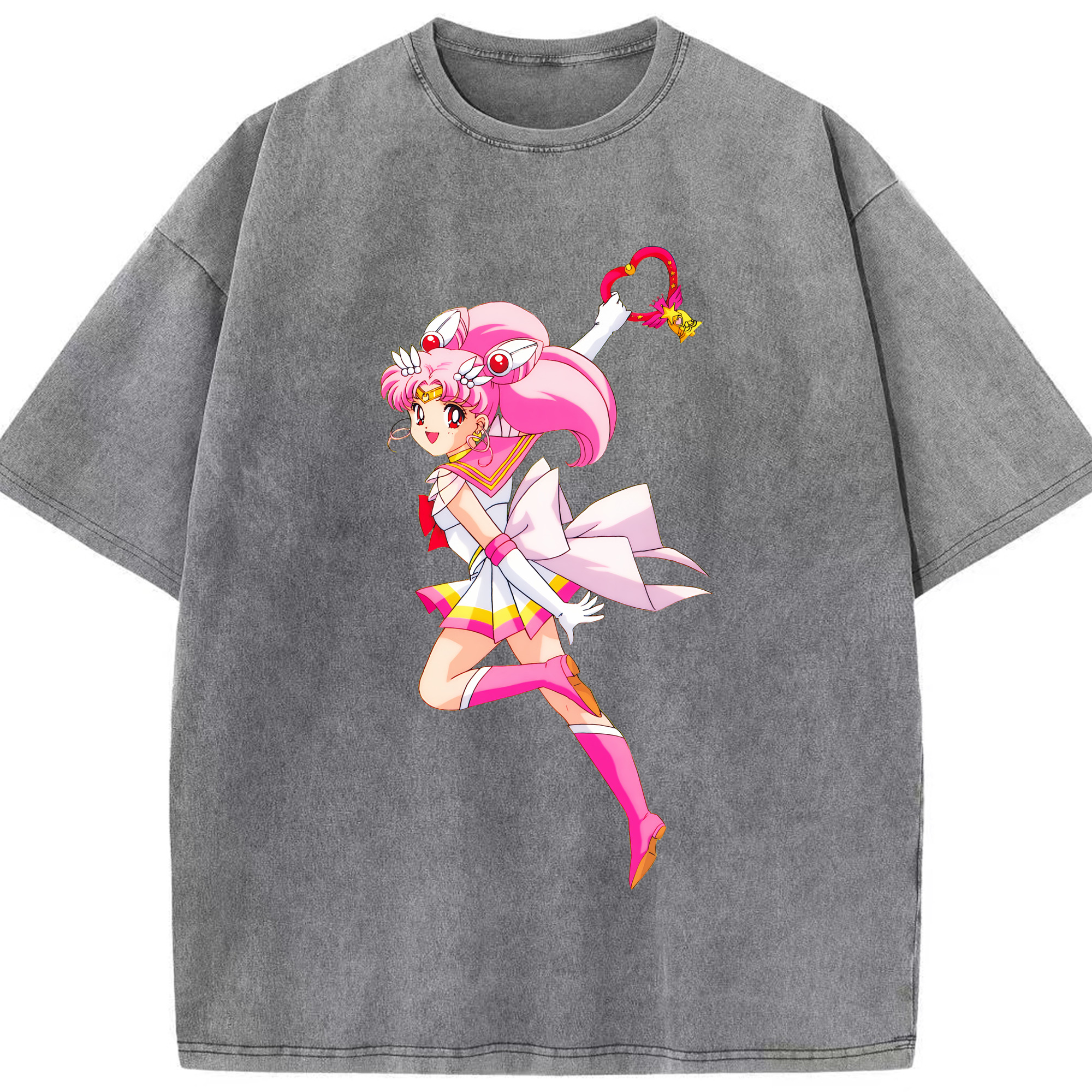 （画像用） 美少女戦士セーラームーン ちびうさ Sailor Moon Chibiusa Tsukino Usagi Small Lady Serenity 綿100% ヴィンテージ風 半袖Tシャツ（フロントプリント）