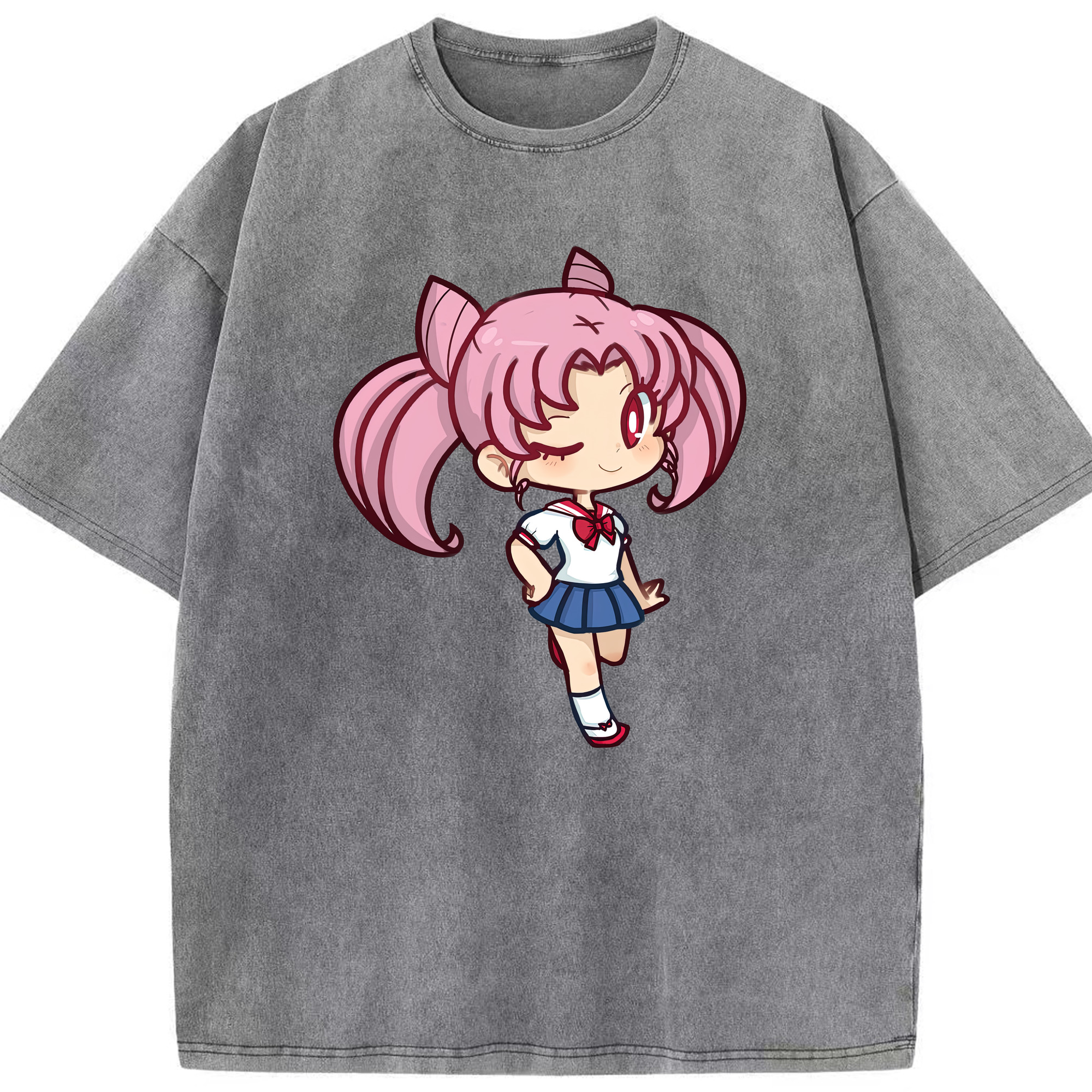 （画像用） 美少女戦士セーラームーン ちびうさ Sailor Moon Chibiusa Tsukino Usagi Small Lady Serenity 綿100% ヴィンテージ風 半袖Tシャツ（フロントプリント）