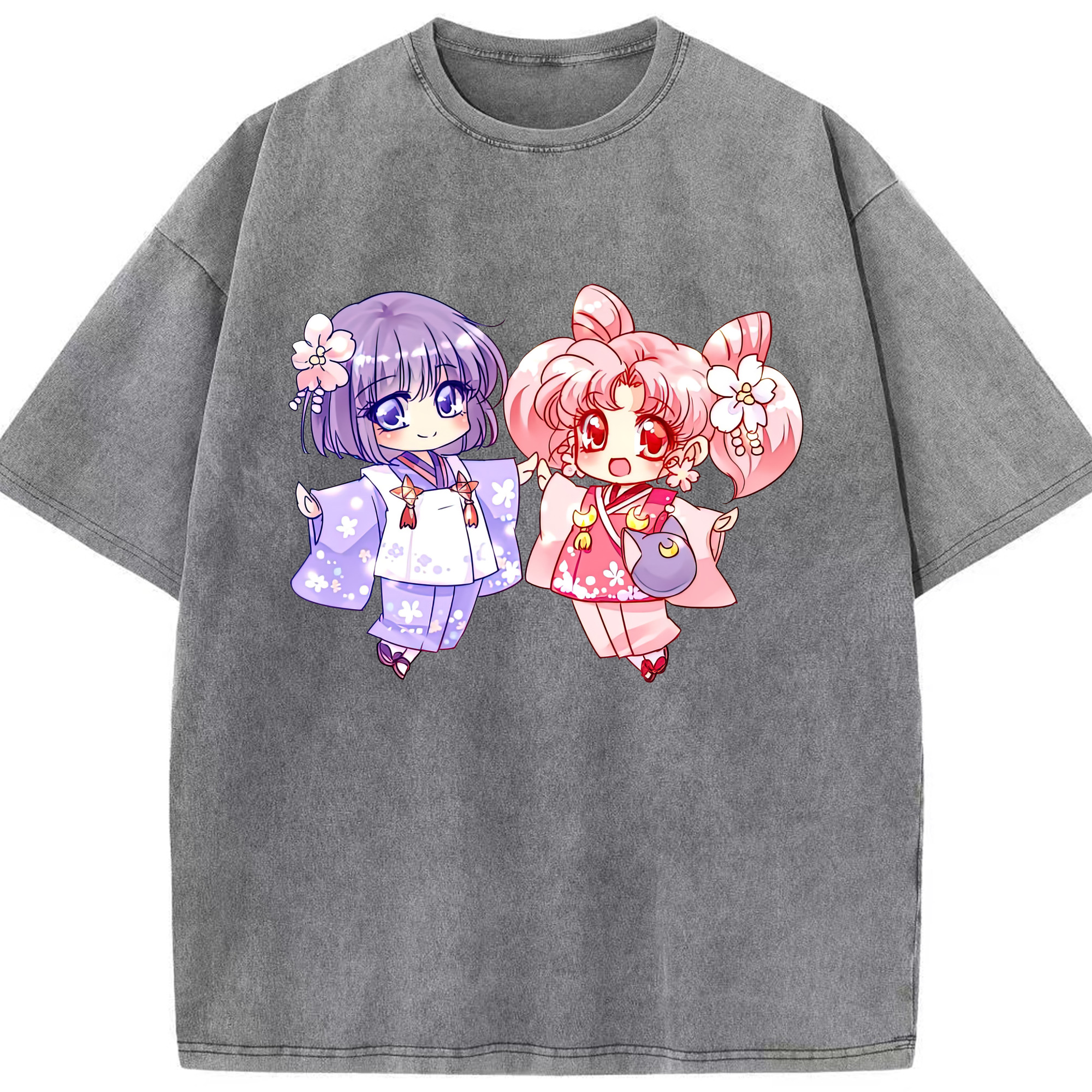 （画像用） 美少女戦士セーラームーン ちびうさ Sailor Moon Chibiusa Tsukino Usagi Small Lady Serenity 綿100% ヴィンテージ風 半袖Tシャツ（フロントプリント）