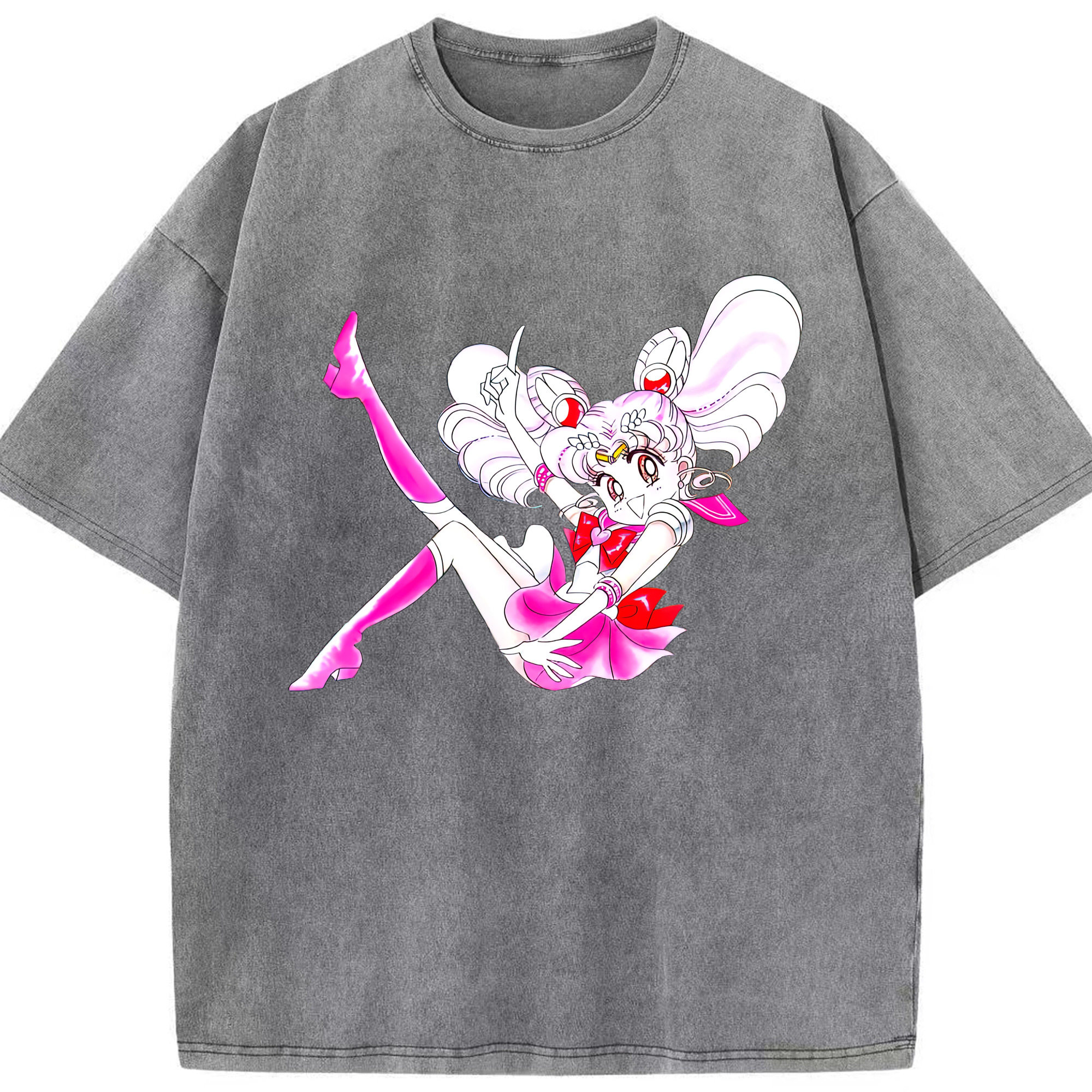 （画像用） 美少女戦士セーラームーン ちびうさ Sailor Moon Chibiusa Tsukino Usagi Small Lady Serenity 綿100% ヴィンテージ風 半袖Tシャツ（フロントプリント）