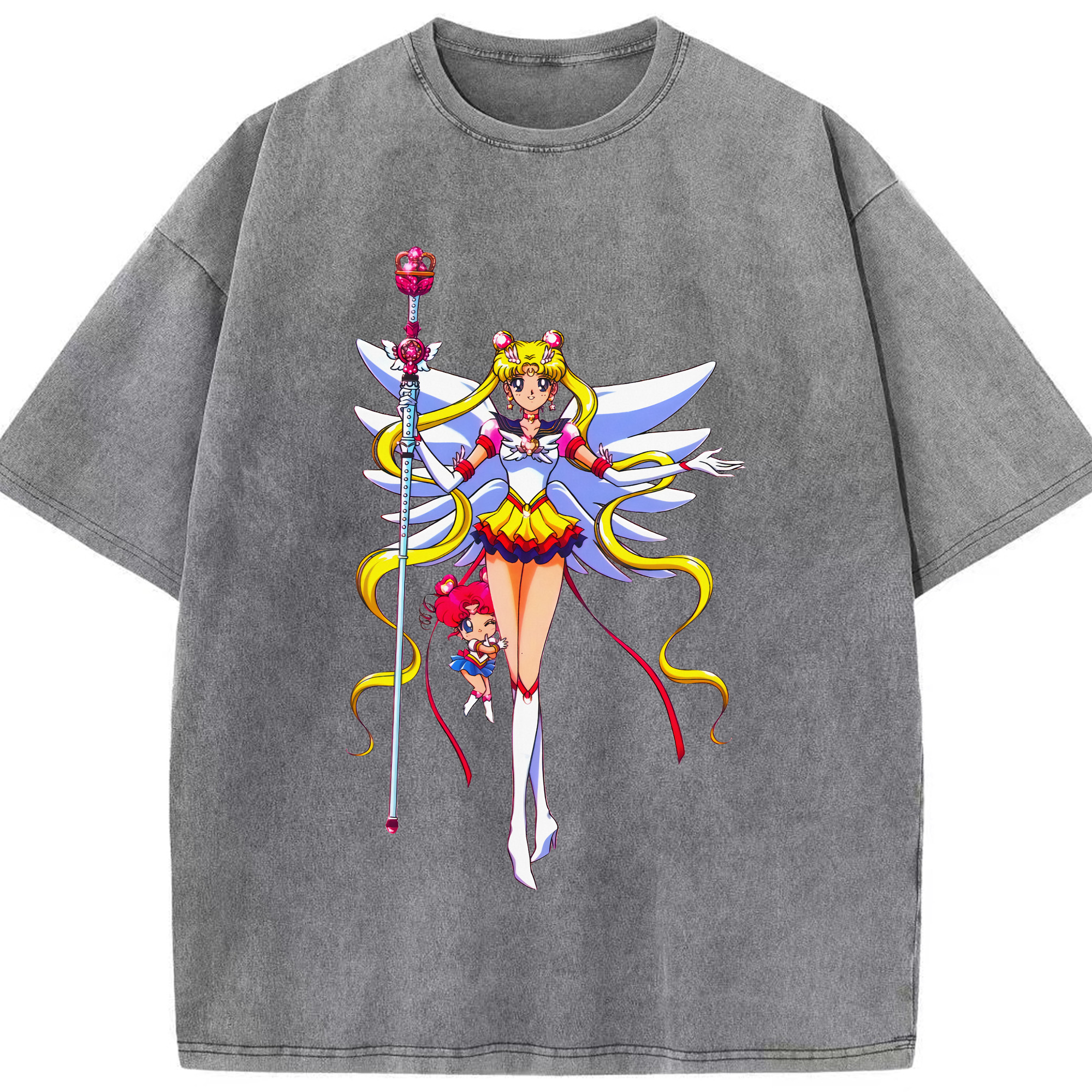 （画像用） 美少女戦士セーラームーン 月野 うさぎ つきの うさぎ Sailor Moon Tsukino Usagi 綿100% ヴィンテージ風 半袖Tシャツ（フロントプリント）