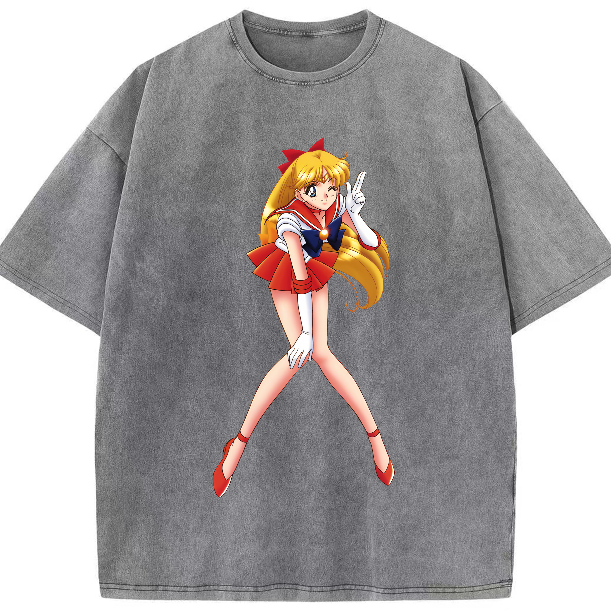 （画像用） 美少女戦士セーラームーン 愛野 美奈子 あいの みなこ Sailor Moon Aino Minako 綿100% ヴィンテージ風 半袖Tシャツ（フロントプリント）