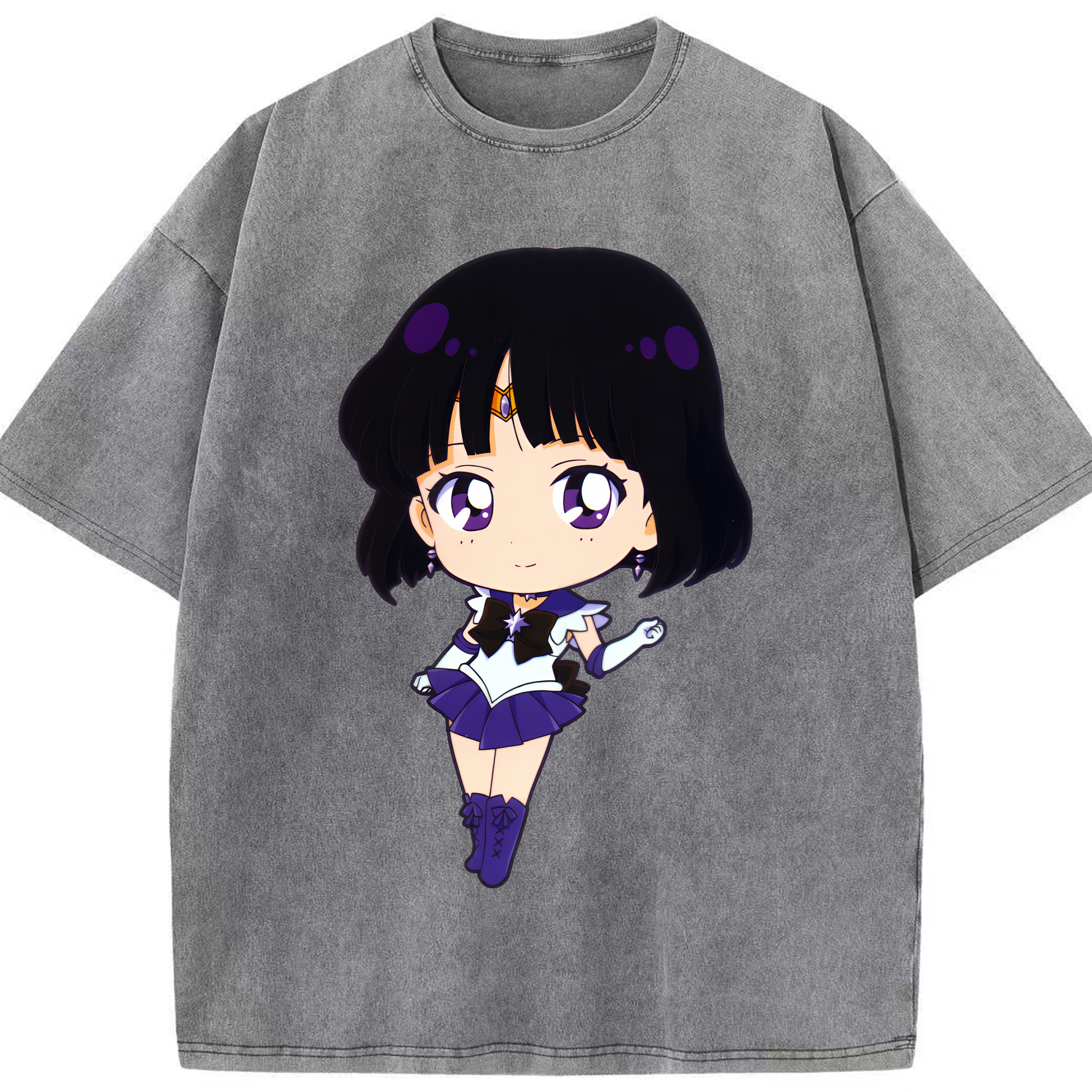 （画像用） 美少女戦士セーラームーン 土萠ほたる Sailor Moon Tomoe Hotaru （セーラーサターン；Sailor Saturn） 綿100% ヴィンテージ風 半袖Tシャツ（フロントプリント）
