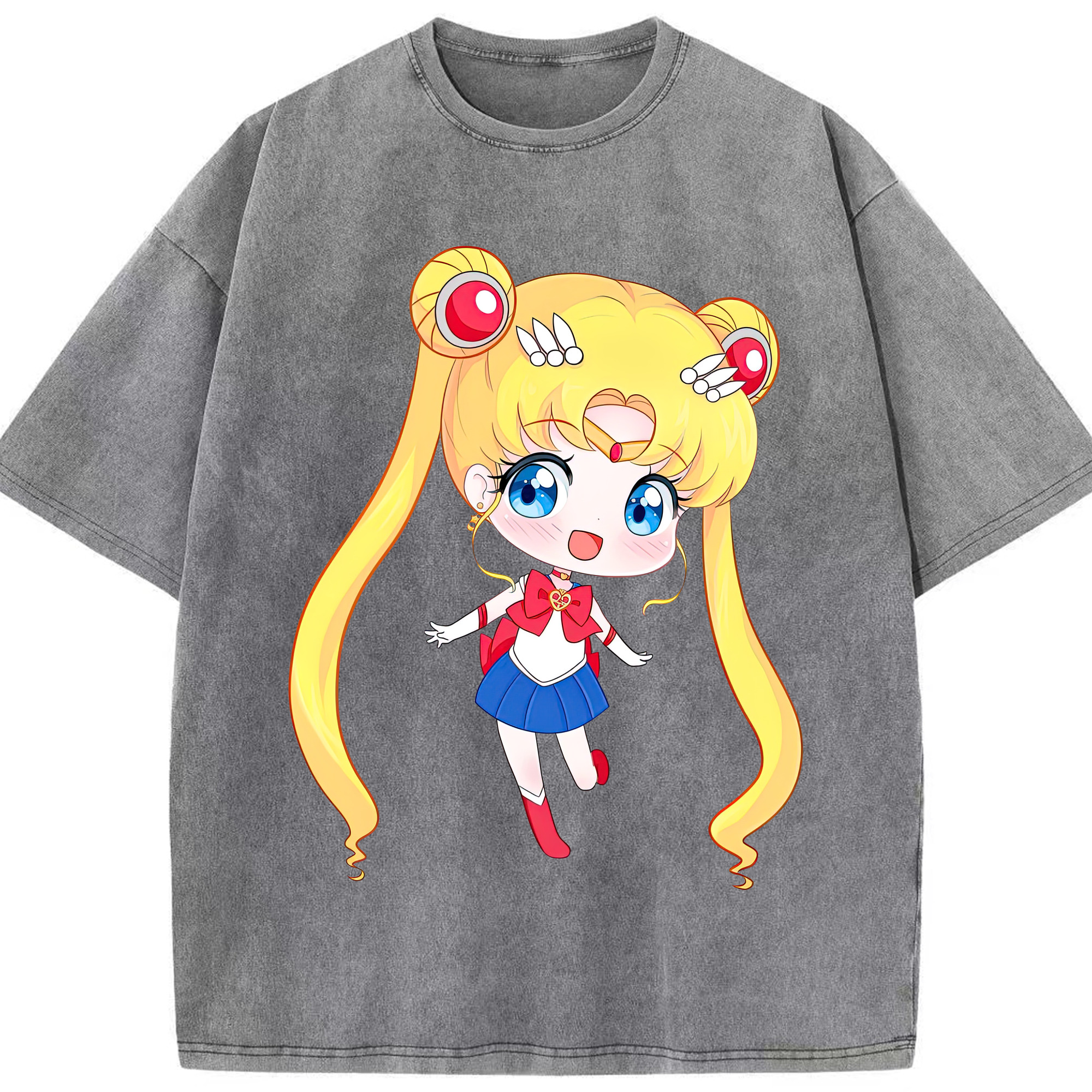 （画像用） 美少女戦士セーラームーン 月野 うさぎ つきの うさぎ Sailor Moon Tsukino Usagi 綿100% ヴィンテージ風 半袖Tシャツ（フロントプリント）