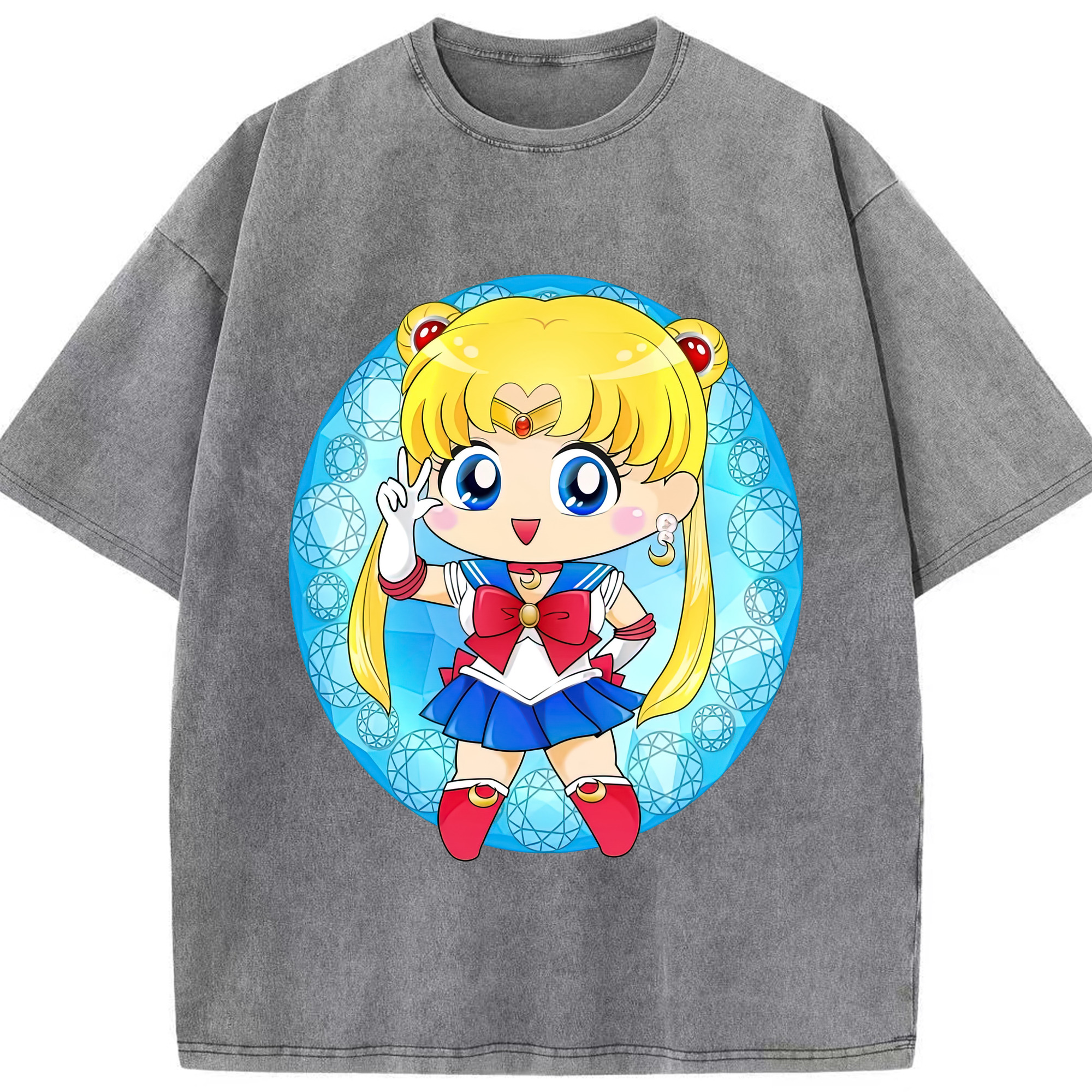 （画像用） 美少女戦士セーラームーン 月野 うさぎ つきの うさぎ Sailor Moon Tsukino Usagi 綿100% ヴィンテージ風 半袖Tシャツ（フロントプリント）