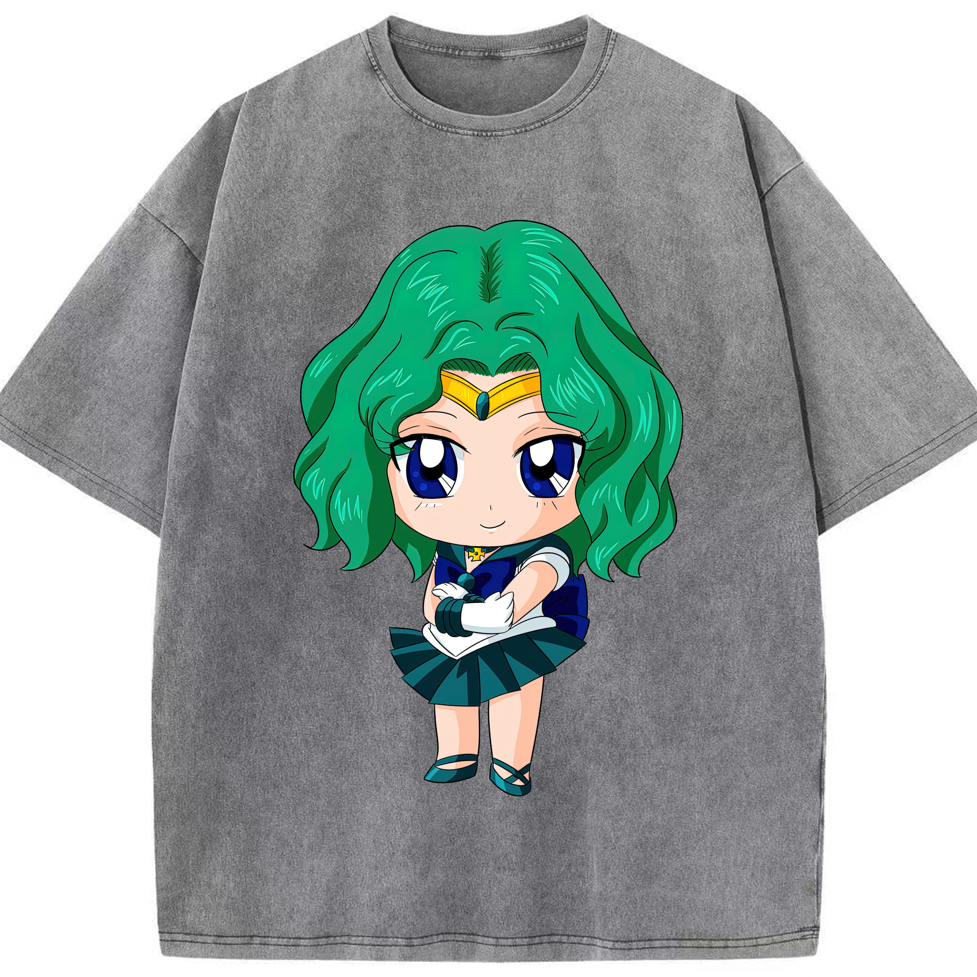 （画像用） 美少女戦士セーラームーン 海王 みちる（かいおう みちる） Sailor Moon Kaiou Michiru 綿100% ヴィンテージ風 半袖Tシャツ（フロントプリント）