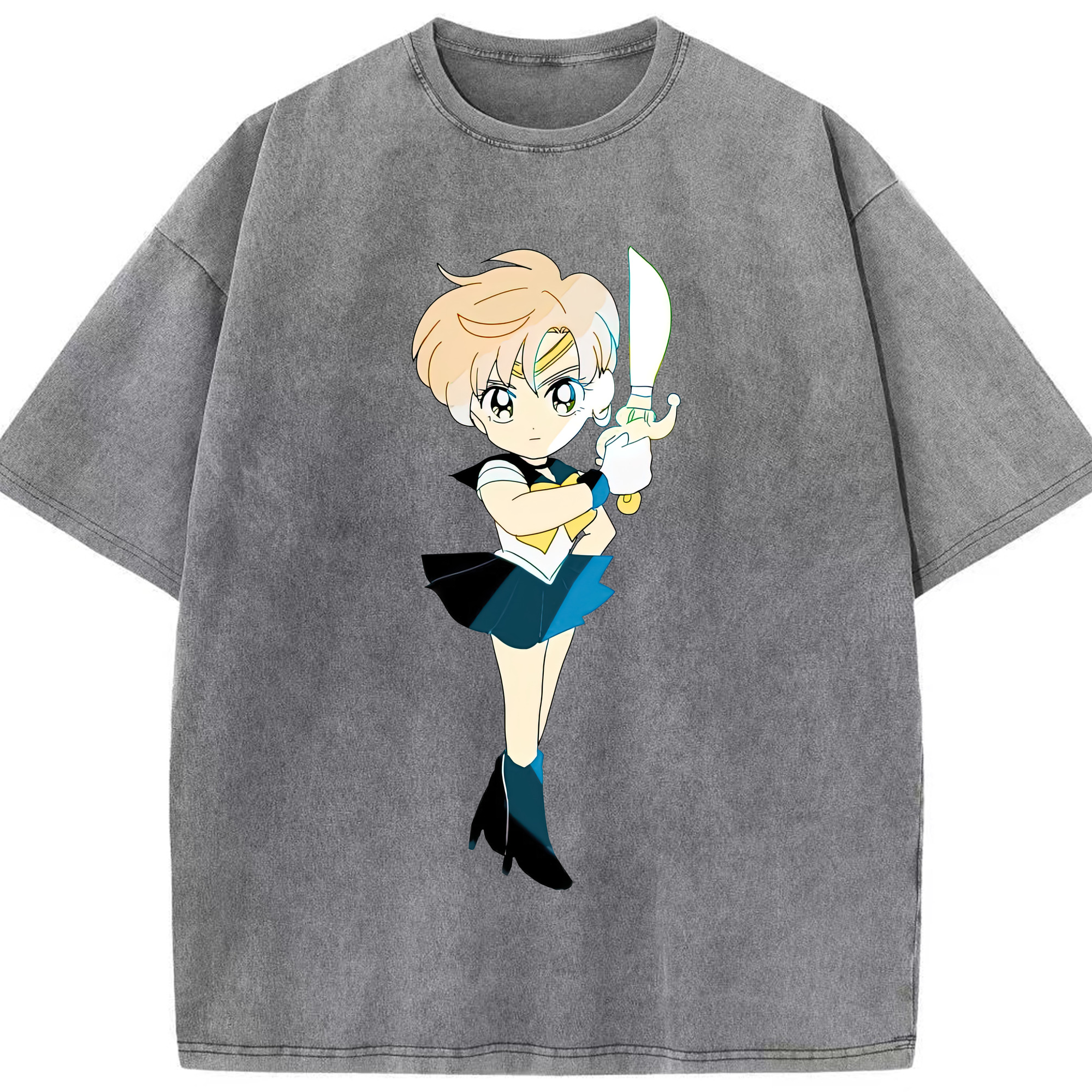 （画像用） 美少女戦士セーラームーン 天王はるか Sailor Moon Tenoh Haruka 綿100% ヴィンテージ風 半袖Tシャツ（フロントプリント）