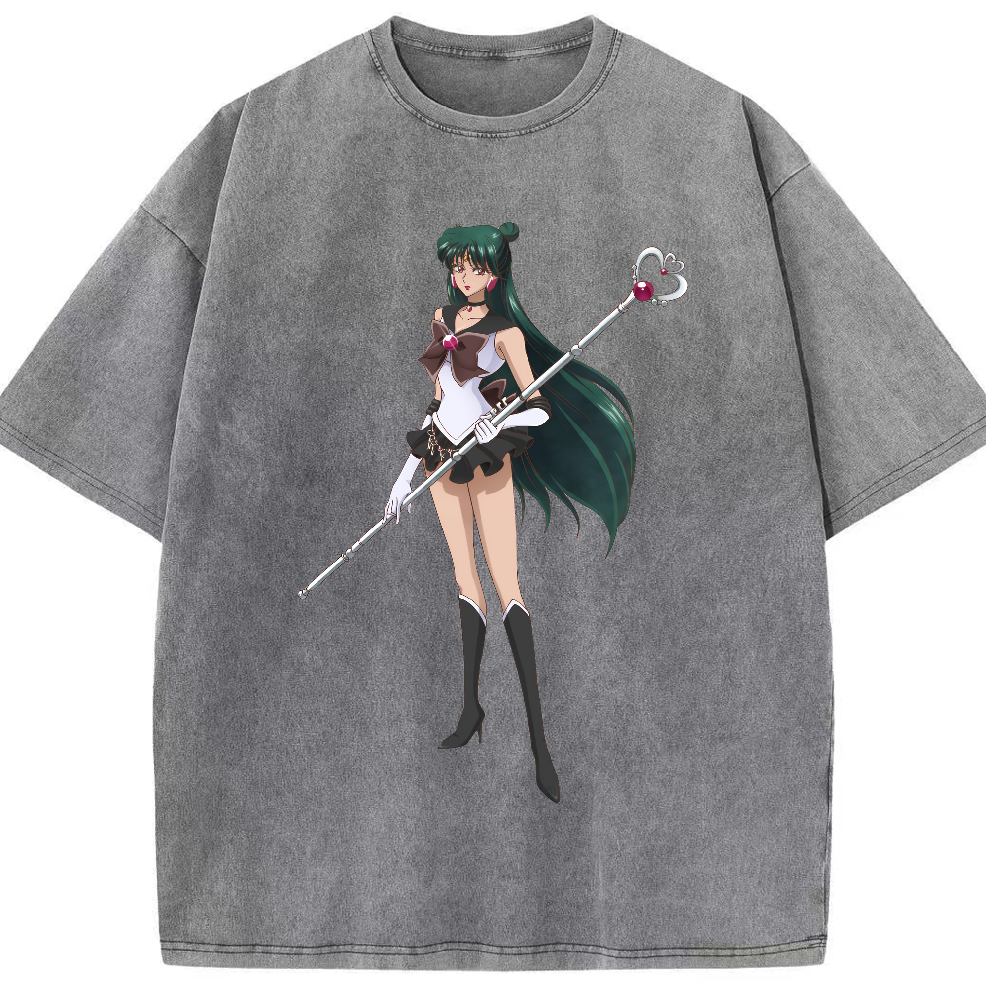 （画像用） 美少女戦士セーラームーン 冥王せつな Sailor Moon Meiou Setsuna 綿100% ヴィンテージ風 半袖Tシャツ（フロントプリント）