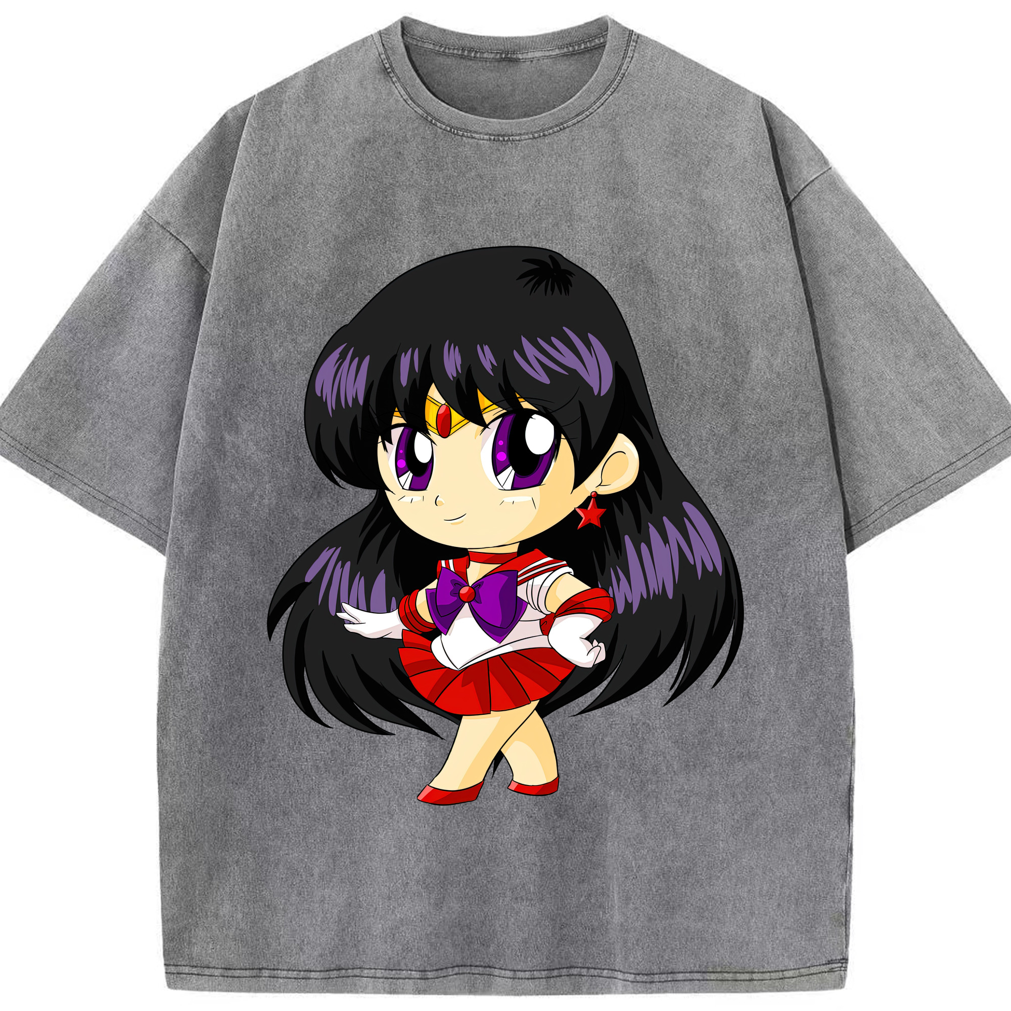 （画像用） 美少女戦士セーラームーン 火野レイ ひの レイ Sailor Moon Hino Rei （セーラーマーズ,Sailor Mars） 綿100% ヴィンテージ風 半袖Tシャツ（フロントプリント）