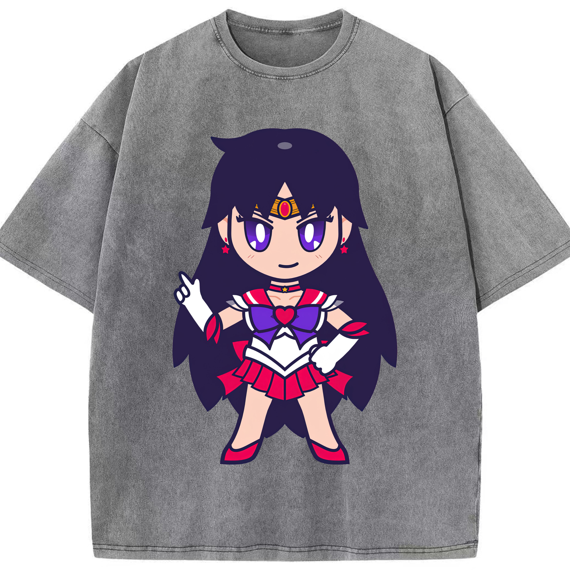 （画像用） 美少女戦士セーラームーン 火野レイ ひの レイ Sailor Moon Hino Rei （セーラーマーズ,Sailor Mars） 綿100% ヴィンテージ風 半袖Tシャツ（フロントプリント）