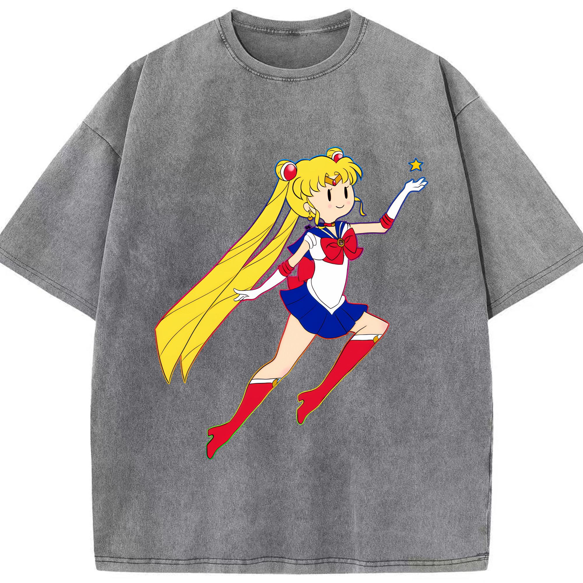 （画像用） 美少女戦士セーラームーン 月野 うさぎ つきの うさぎ Sailor Moon Tsukino Usagi 綿100% ヴィンテージ風 半袖Tシャツ（フロントプリント）