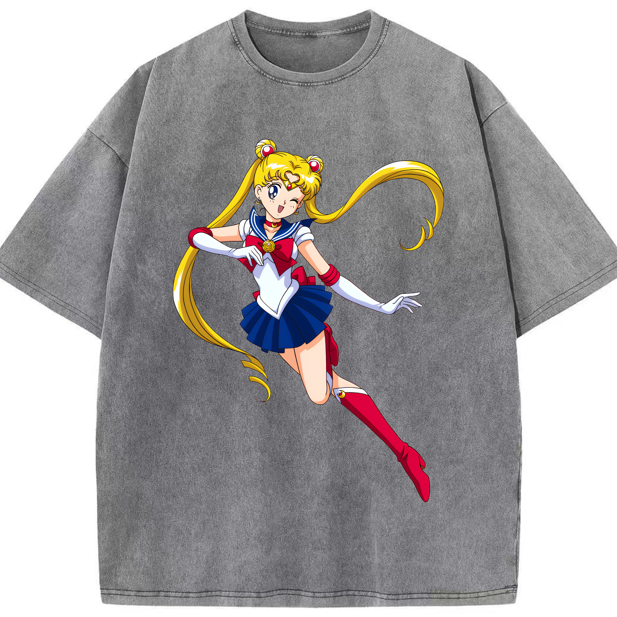 （画像用） 美少女戦士セーラームーン 月野 うさぎ つきの うさぎ Sailor Moon Tsukino Usagi 綿100% ヴィンテージ風 半袖Tシャツ（フロントプリント）