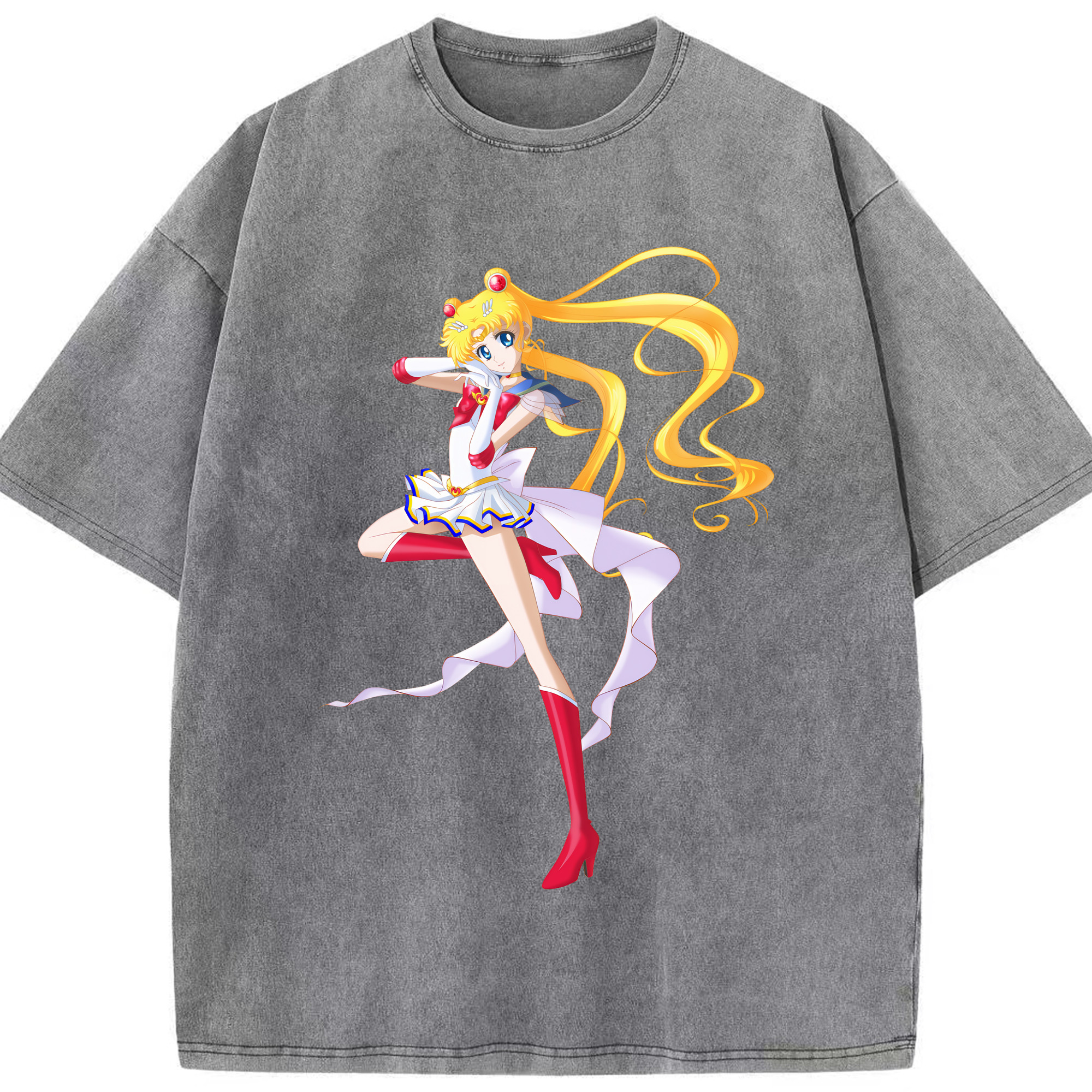 （画像用） 美少女戦士セーラームーン 月野 うさぎ つきの うさぎ Sailor Moon Tsukino Usagi 綿100% ヴィンテージ風 半袖Tシャツ（フロントプリント）