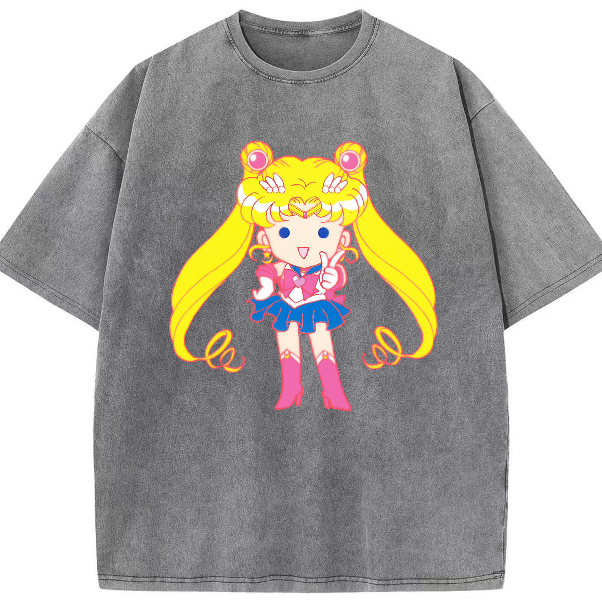 （画像用） 美少女戦士セーラームーン 月野 うさぎ つきの うさぎ Sailor Moon Tsukino Usagi 綿100% ヴィンテージ風 半袖Tシャツ（フロントプリント）