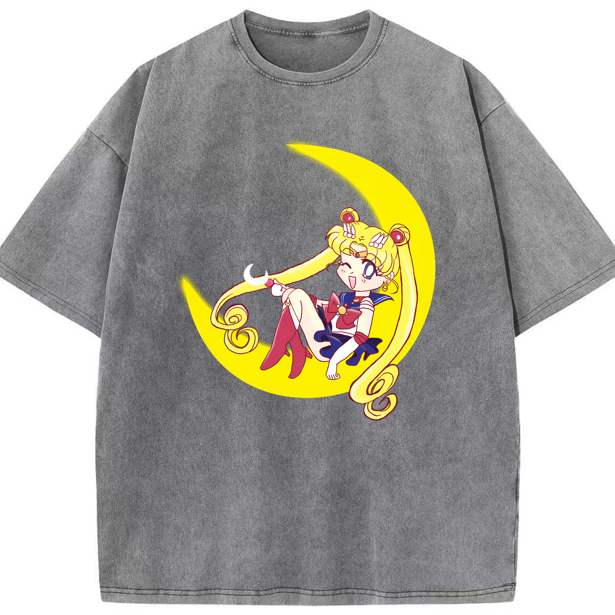 （画像用） 美少女戦士セーラームーン 月野 うさぎ つきの うさぎ Sailor Moon Tsukino Usagi 綿100% ヴィンテージ風 半袖Tシャツ（フロントプリント）