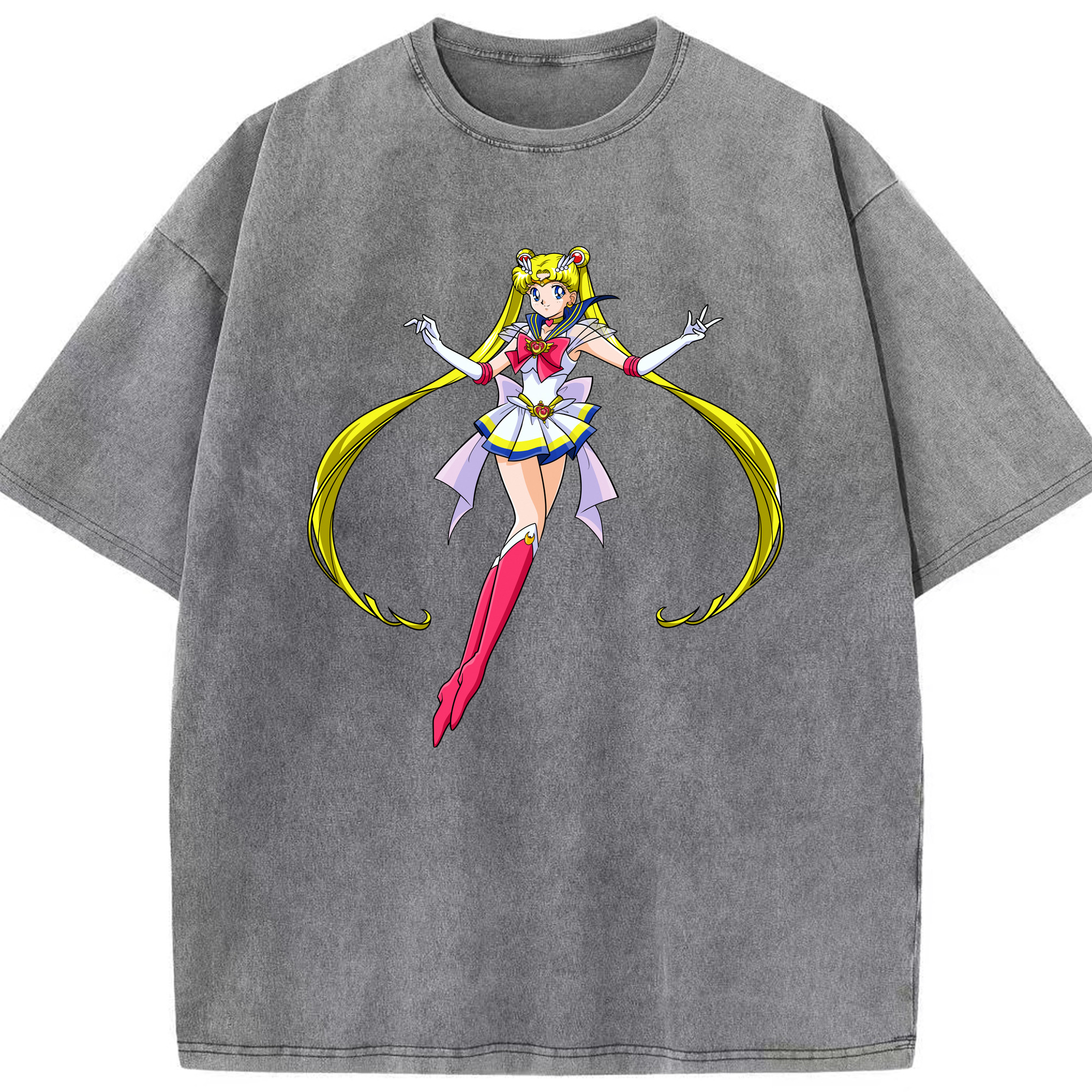 （画像用） 美少女戦士セーラームーン 月野 うさぎ つきの うさぎ Sailor Moon Tsukino Usagi 綿100% ヴィンテージ風 半袖Tシャツ（フロントプリント）