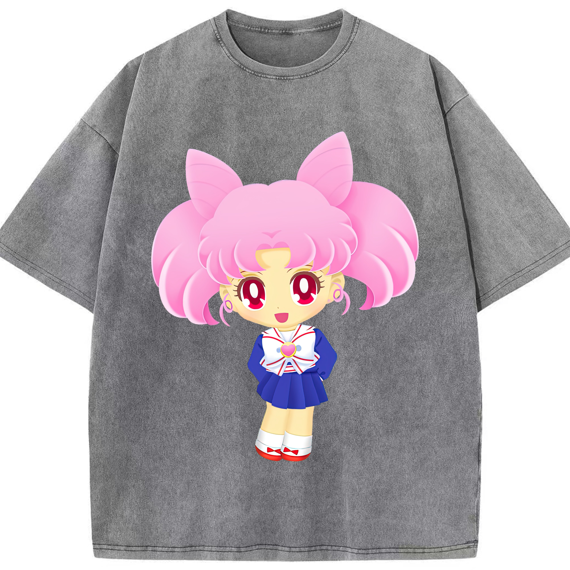 （画像用） 美少女戦士セーラームーン ちびうさ Sailor Moon Chibiusa Tsukino Usagi Small Lady Serenity 綿100% ヴィンテージ風 半袖Tシャツ（フロントプリント）