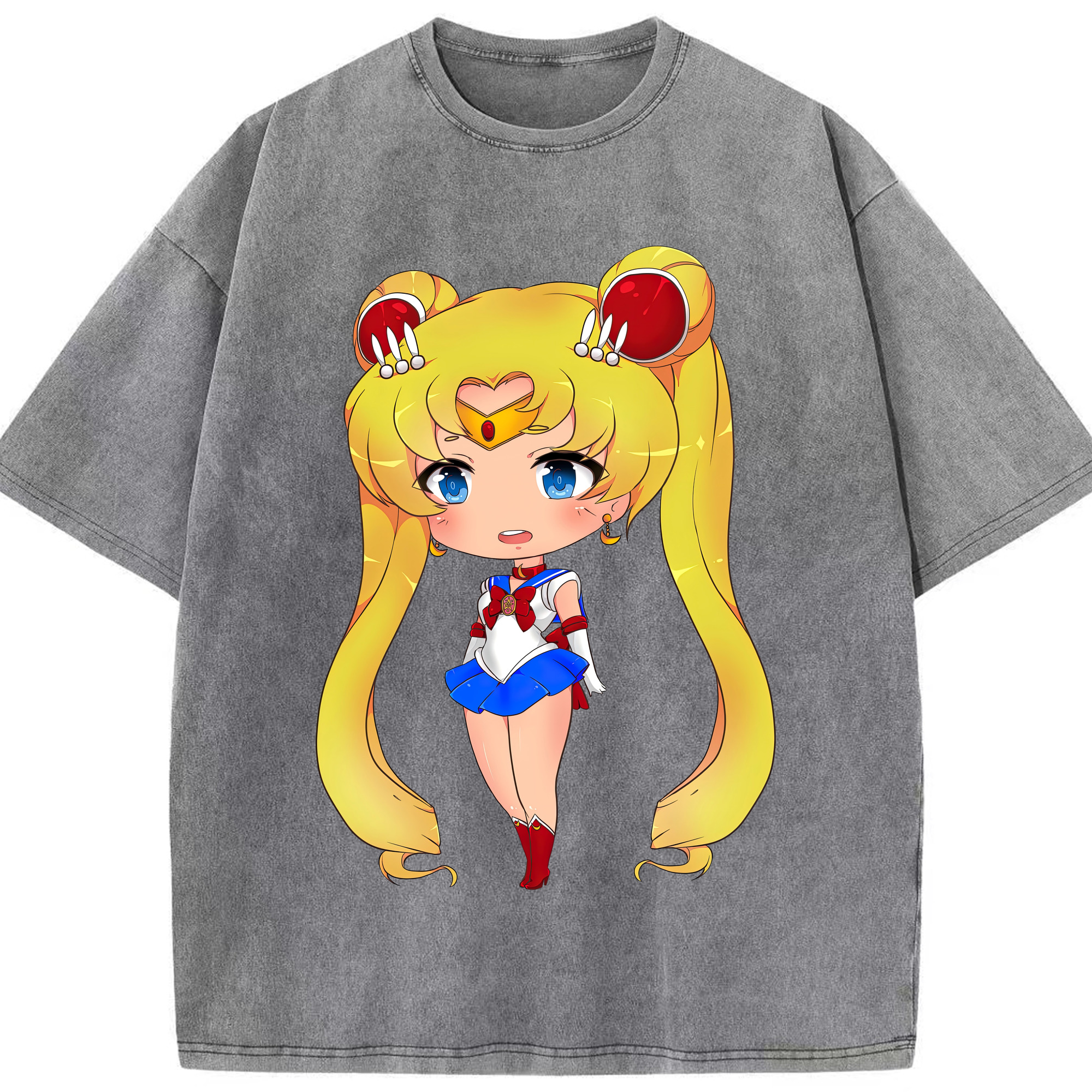 （画像用） 美少女戦士セーラームーン 月野 うさぎ つきの うさぎ Sailor Moon Tsukino Usagi 綿100% ヴィンテージ風 半袖Tシャツ（フロントプリント）