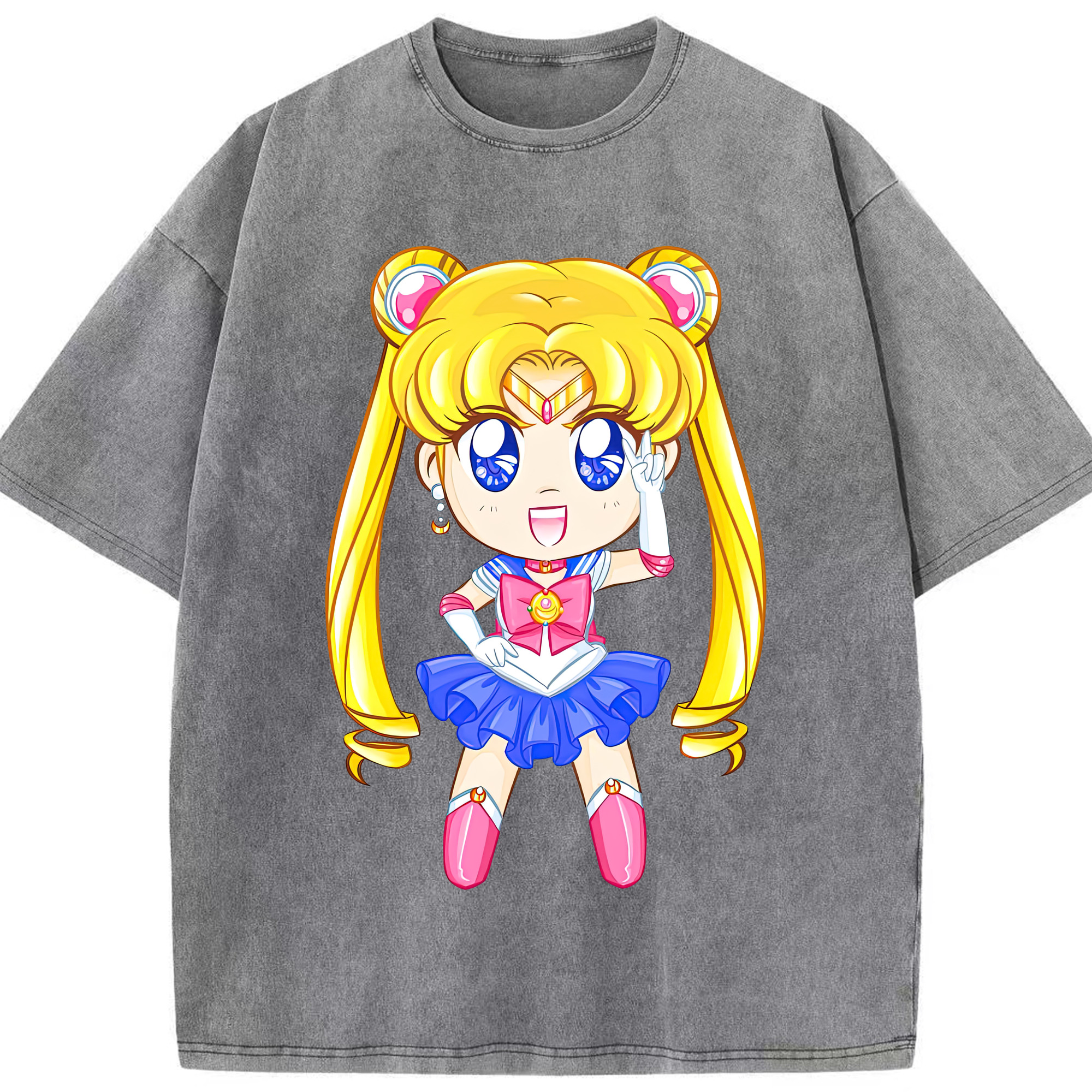 （画像用） 美少女戦士セーラームーン 月野 うさぎ つきの うさぎ Sailor Moon Tsukino Usagi 綿100% ヴィンテージ風 半袖Tシャツ（フロントプリント）