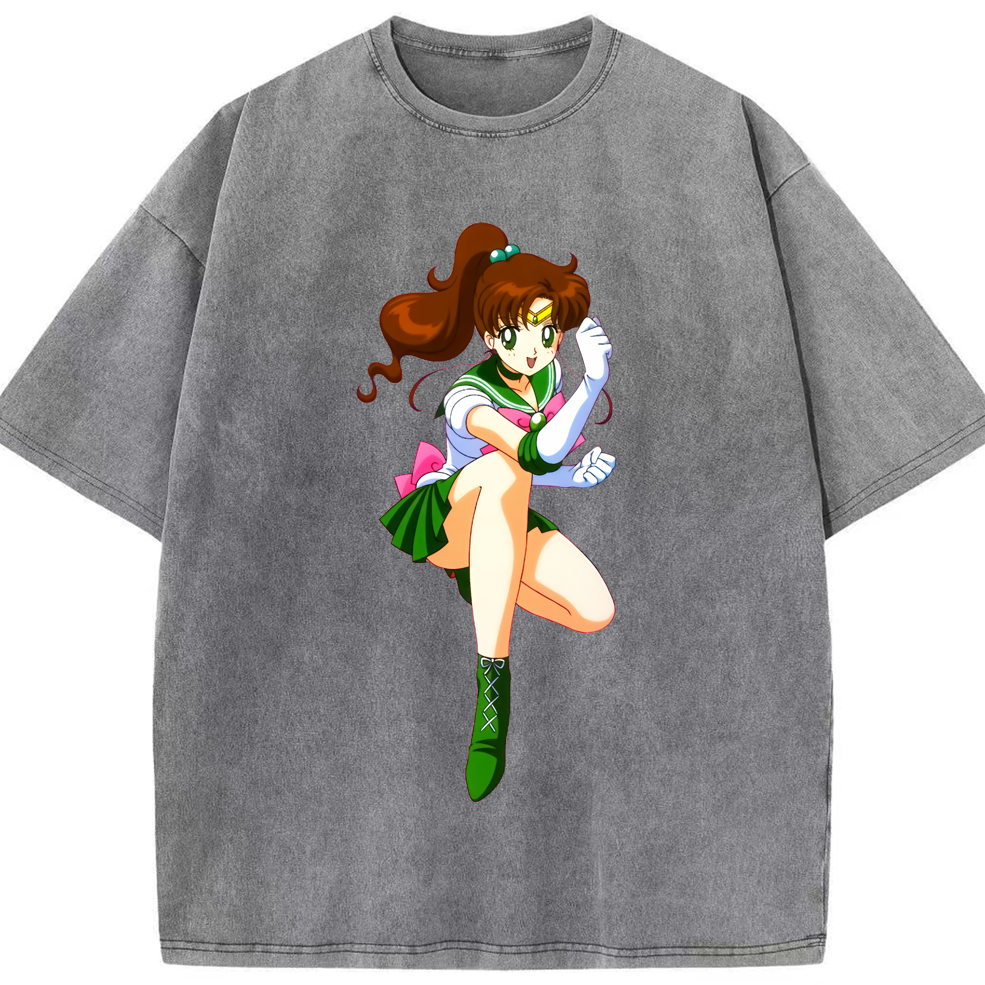 （画像用） 美少女戦士セーラームーン 木野 まこと きの まこと Sailor Moon Kino Makoto （セーラージュピター；Sailor Jupiter） 綿100% ヴィンテージ風 半袖Tシャツ（フロントプリント）