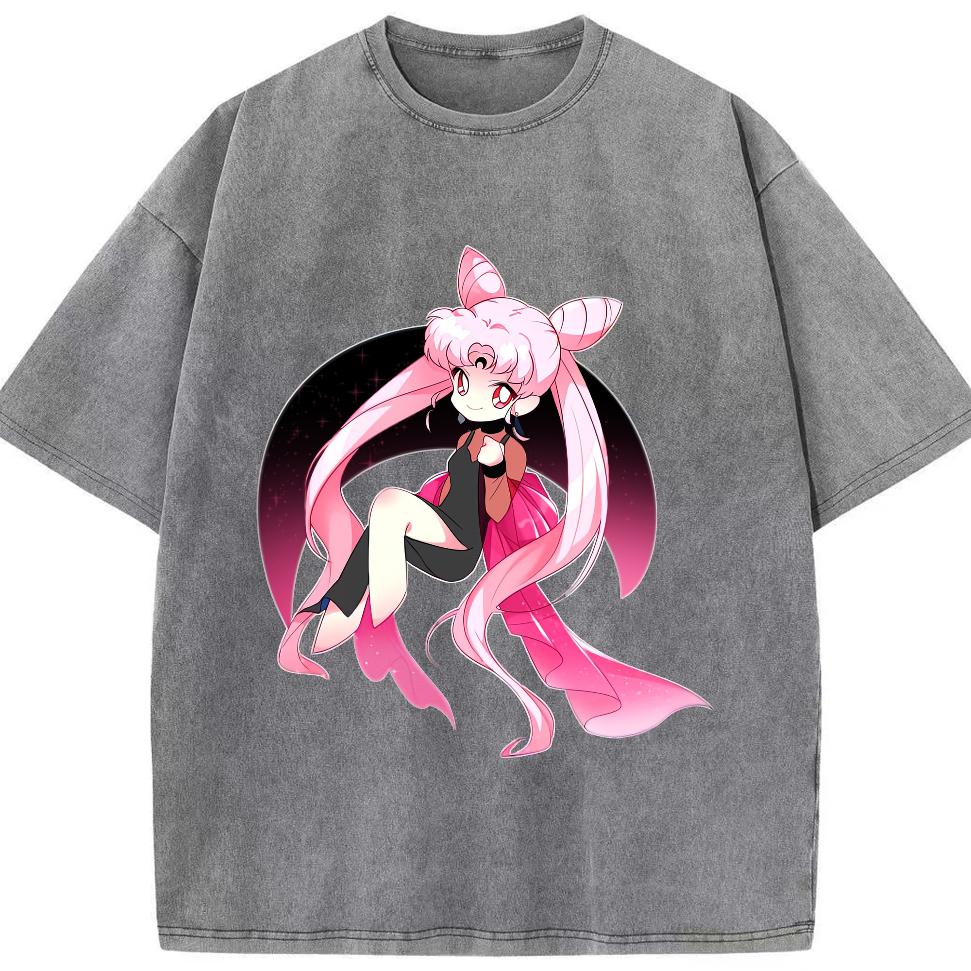（画像用） 美少女戦士セーラームーン ちびうさ Sailor Moon Chibiusa Tsukino Usagi Small Lady Serenity 綿100% ヴィンテージ風 半袖Tシャツ（フロントプリント）