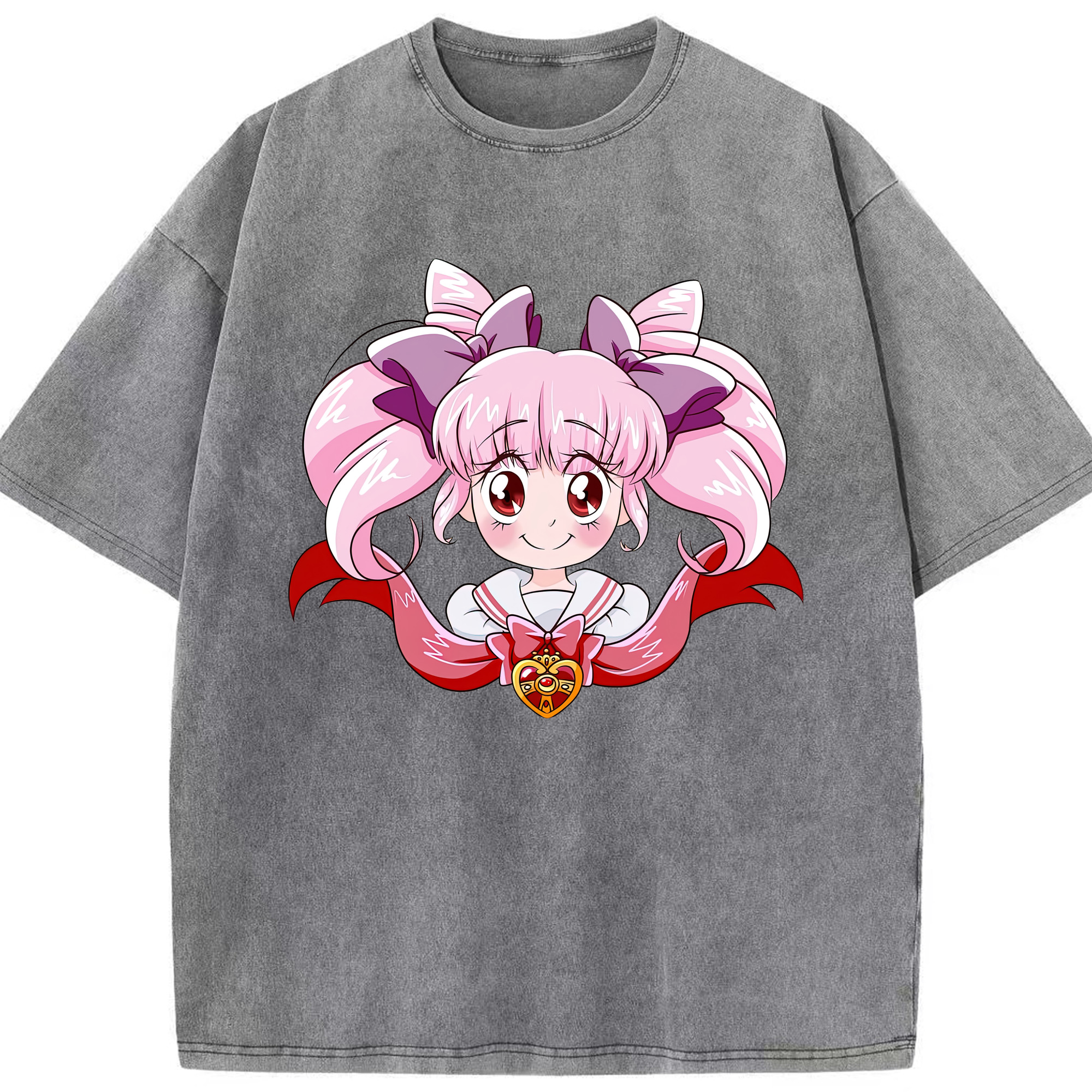 （画像用） 美少女戦士セーラームーン ちびうさ Sailor Moon Chibiusa Tsukino Usagi Small Lady Serenity 綿100% ヴィンテージ風 半袖Tシャツ（フロントプリント）