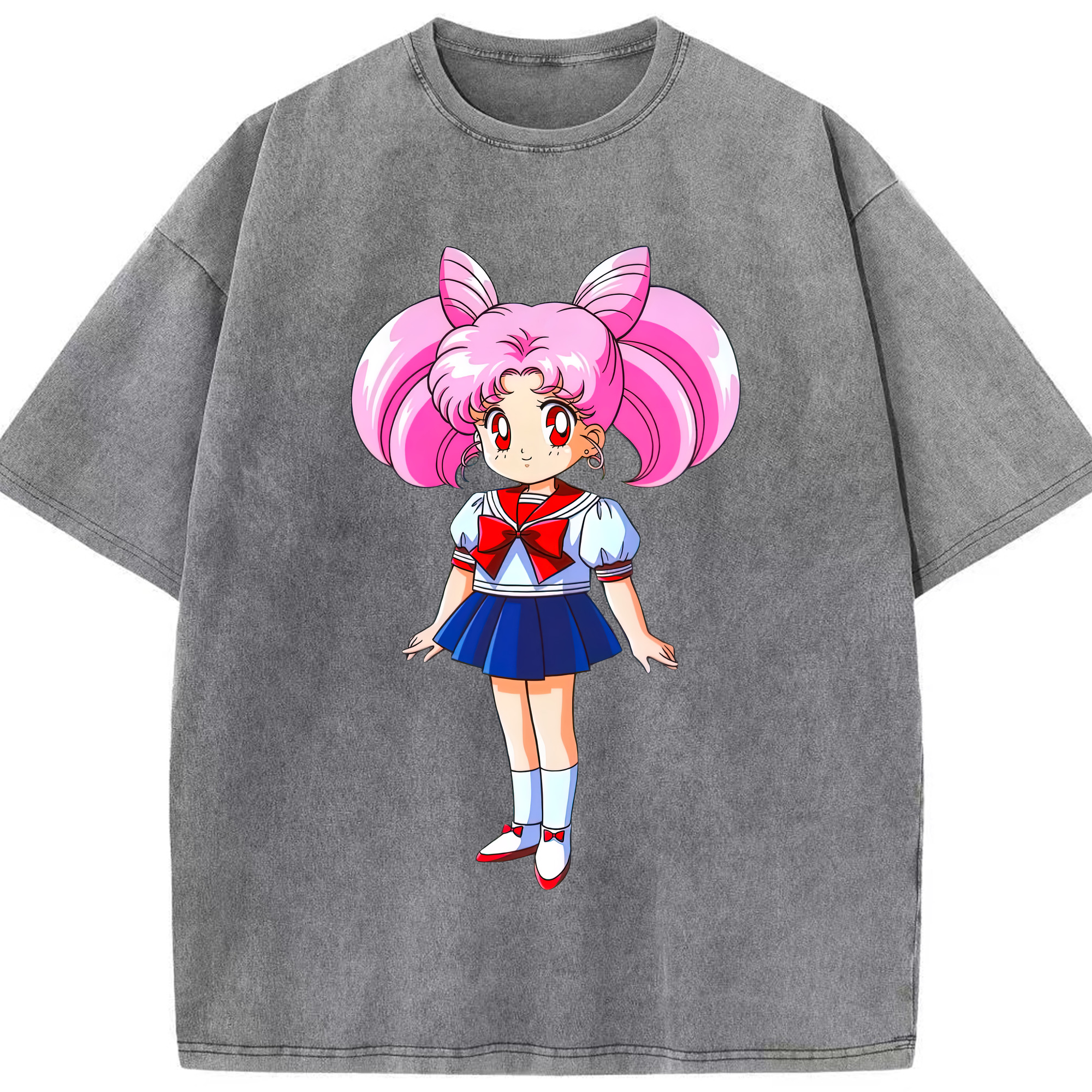 （画像用） 美少女戦士セーラームーン ちびうさ Sailor Moon Chibiusa Tsukino Usagi Small Lady Serenity 綿100% ヴィンテージ風 半袖Tシャツ（フロントプリント）