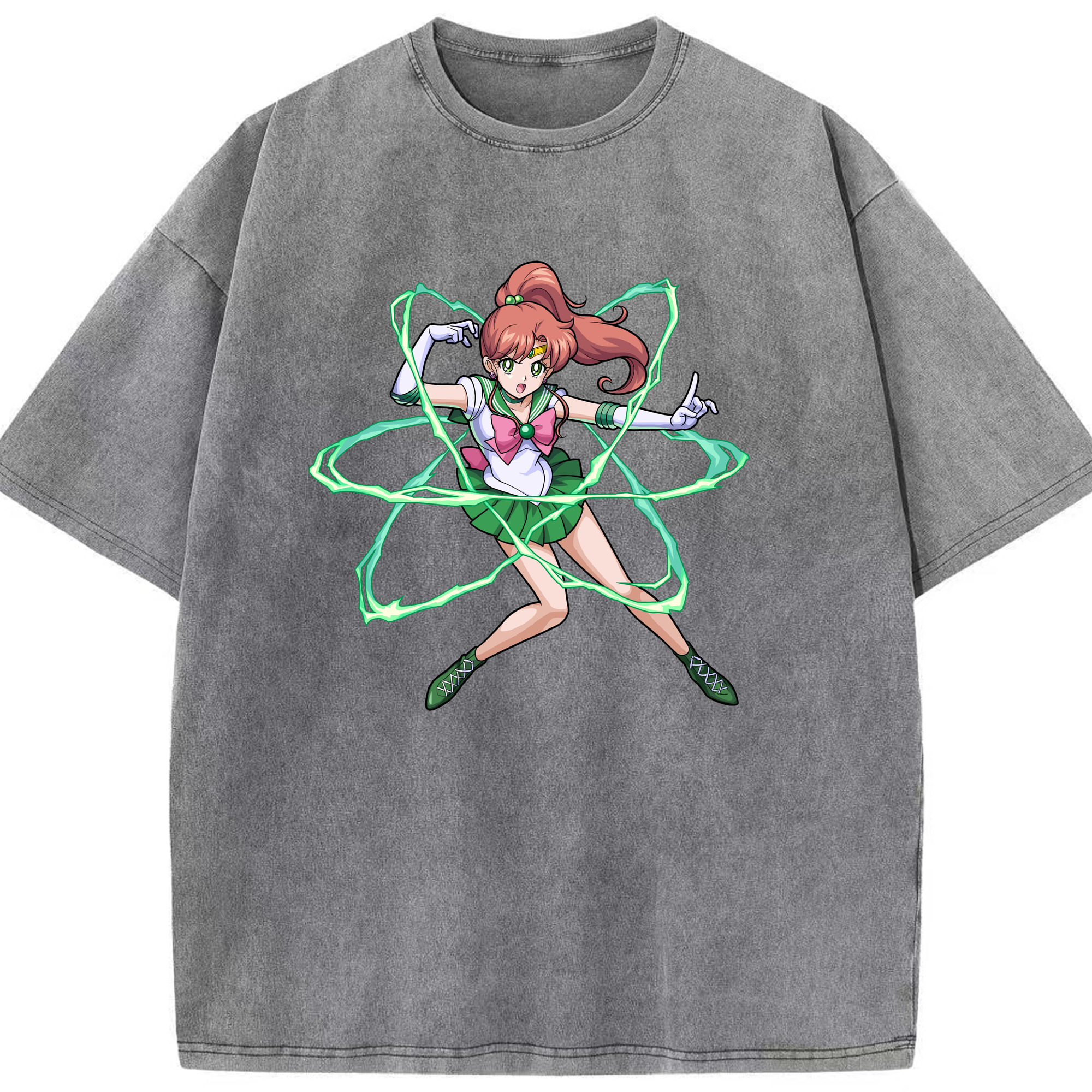 （画像用） 美少女戦士セーラームーン 木野 まこと きの まこと Sailor Moon Kino Makoto （セーラージュピター；Sailor Jupiter） 綿100% ヴィンテージ風 半袖Tシャツ（フロントプリント）