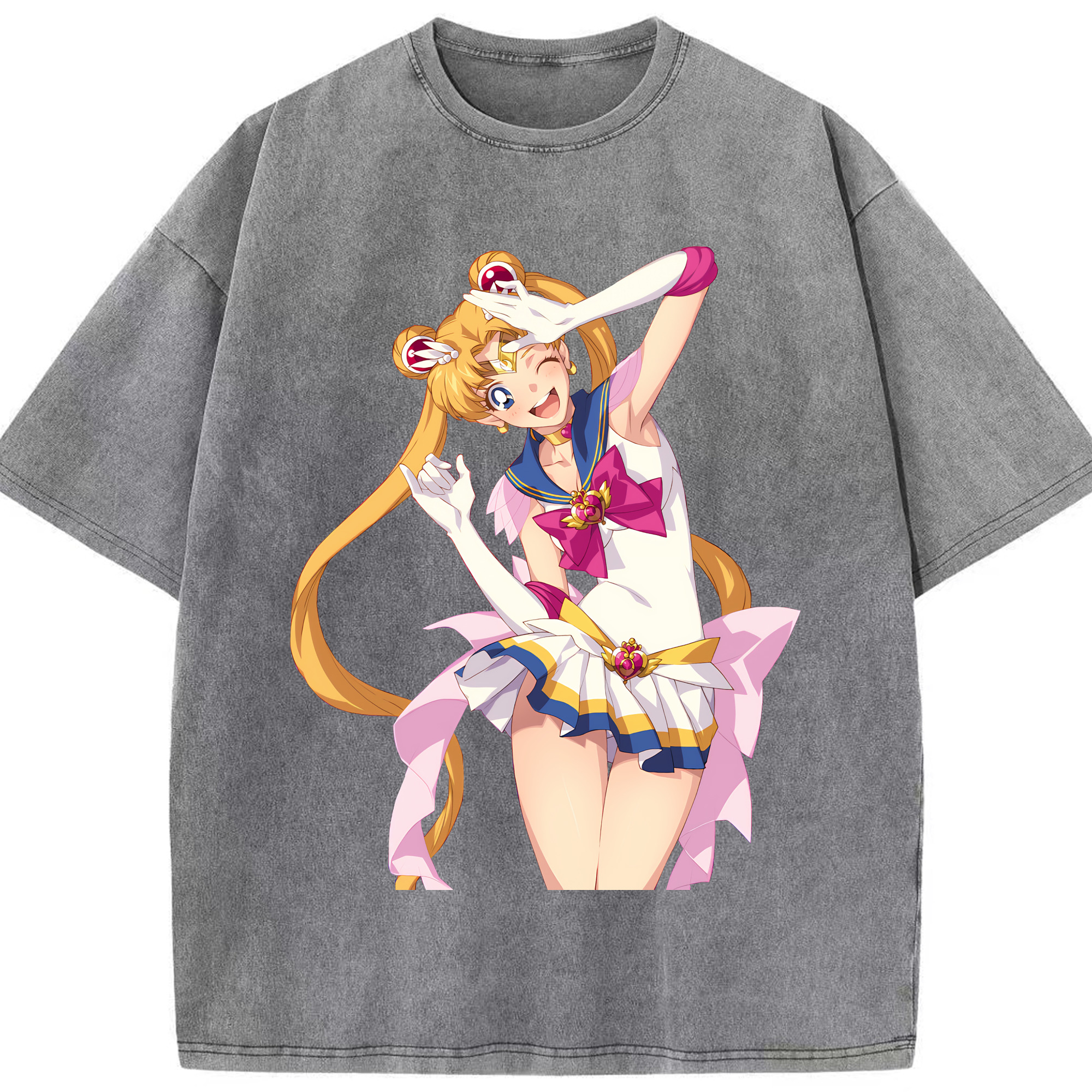 （画像用） 美少女戦士セーラームーン 月野 うさぎ つきの うさぎ Sailor Moon Tsukino Usagi 綿100% ヴィンテージ風 半袖Tシャツ（フロントプリント）