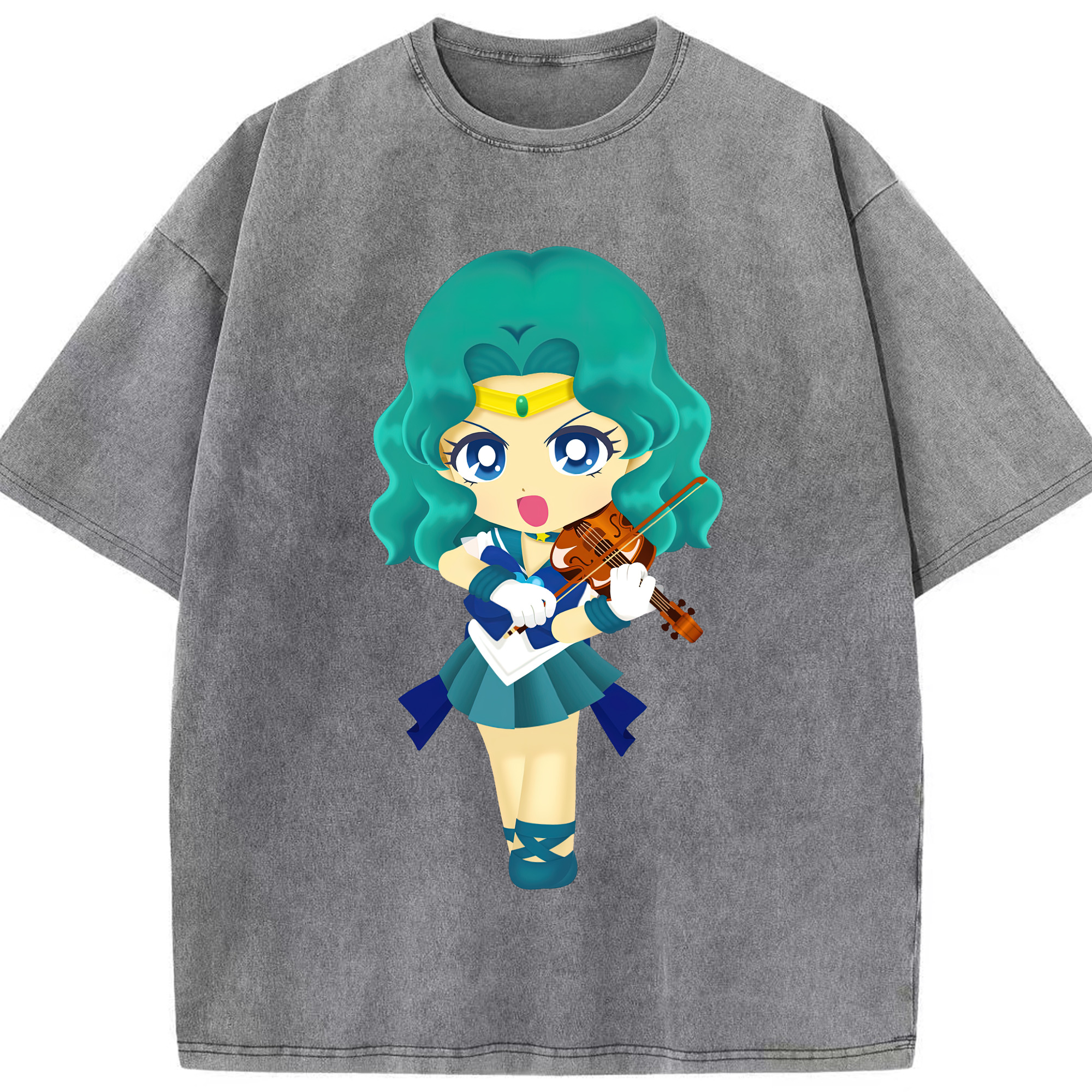 （画像用） 美少女戦士セーラームーン 海王 みちる（かいおう みちる） Sailor Moon Kaiou Michiru 綿100% ヴィンテージ風 半袖Tシャツ（フロントプリント）