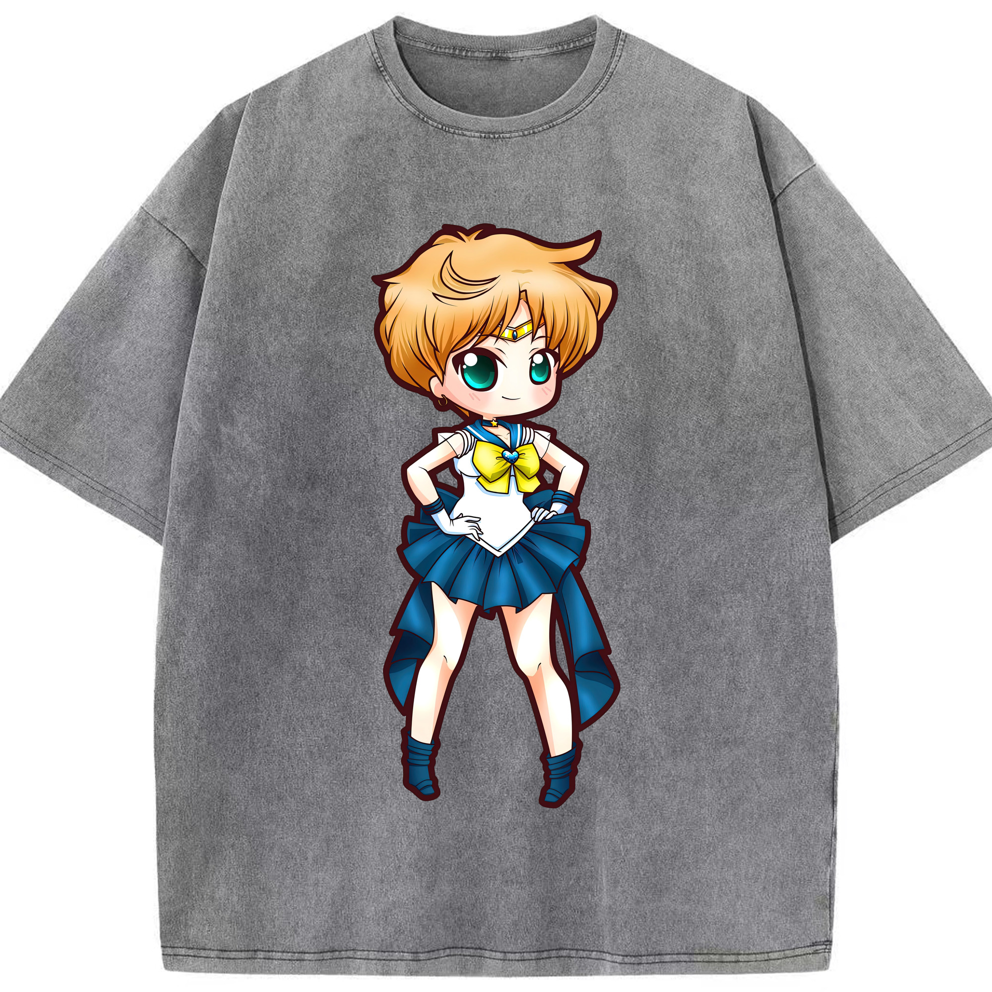 （画像用） 美少女戦士セーラームーン 天王はるか Sailor Moon Tenoh Haruka 綿100% ヴィンテージ風 半袖Tシャツ（フロントプリント）