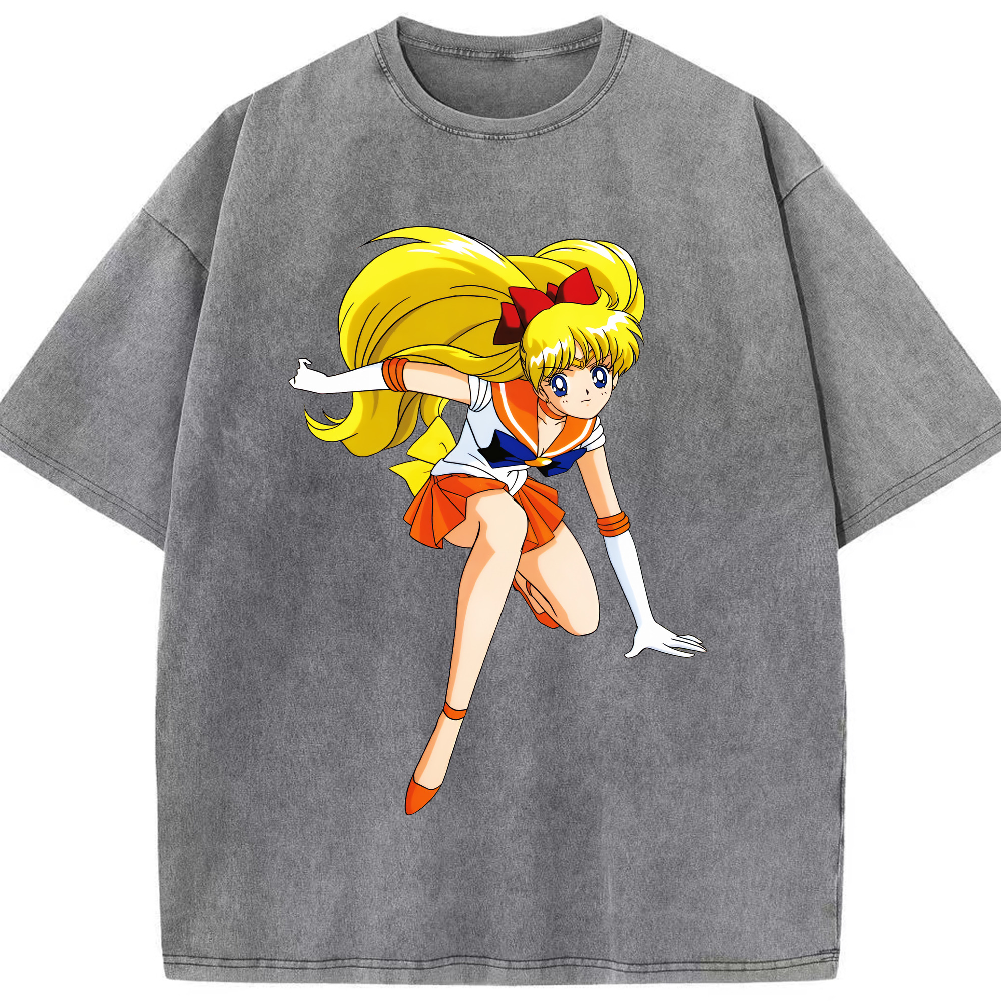 （画像用） 美少女戦士セーラームーン 愛野 美奈子 あいの みなこ Sailor Moon Aino Minako 綿100% ヴィンテージ風 半袖Tシャツ（フロントプリント）