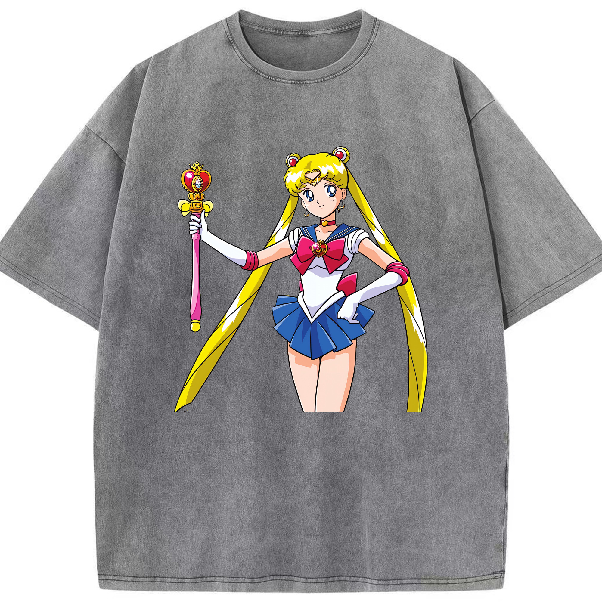 （画像用） 美少女戦士セーラームーン 月野 うさぎ つきの うさぎ Sailor Moon Tsukino Usagi 綿100% ヴィンテージ風 半袖Tシャツ（フロントプリント）