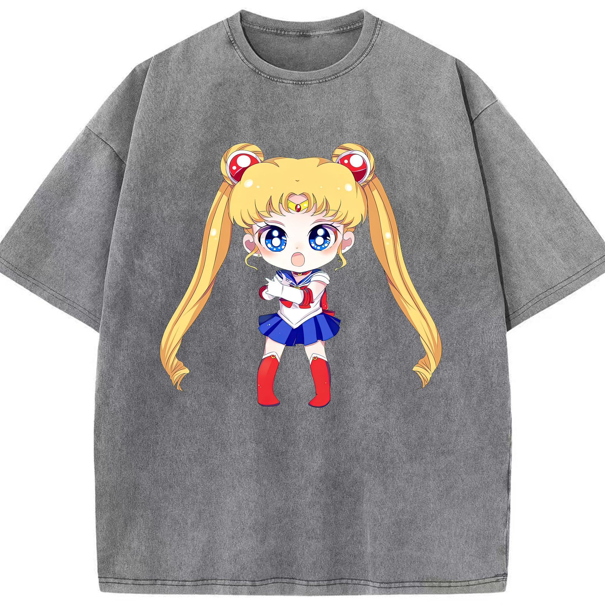 （画像用） 美少女戦士セーラームーン 月野 うさぎ つきの うさぎ Sailor Moon Tsukino Usagi 綿100% ヴィンテージ風 半袖Tシャツ（フロントプリント）
