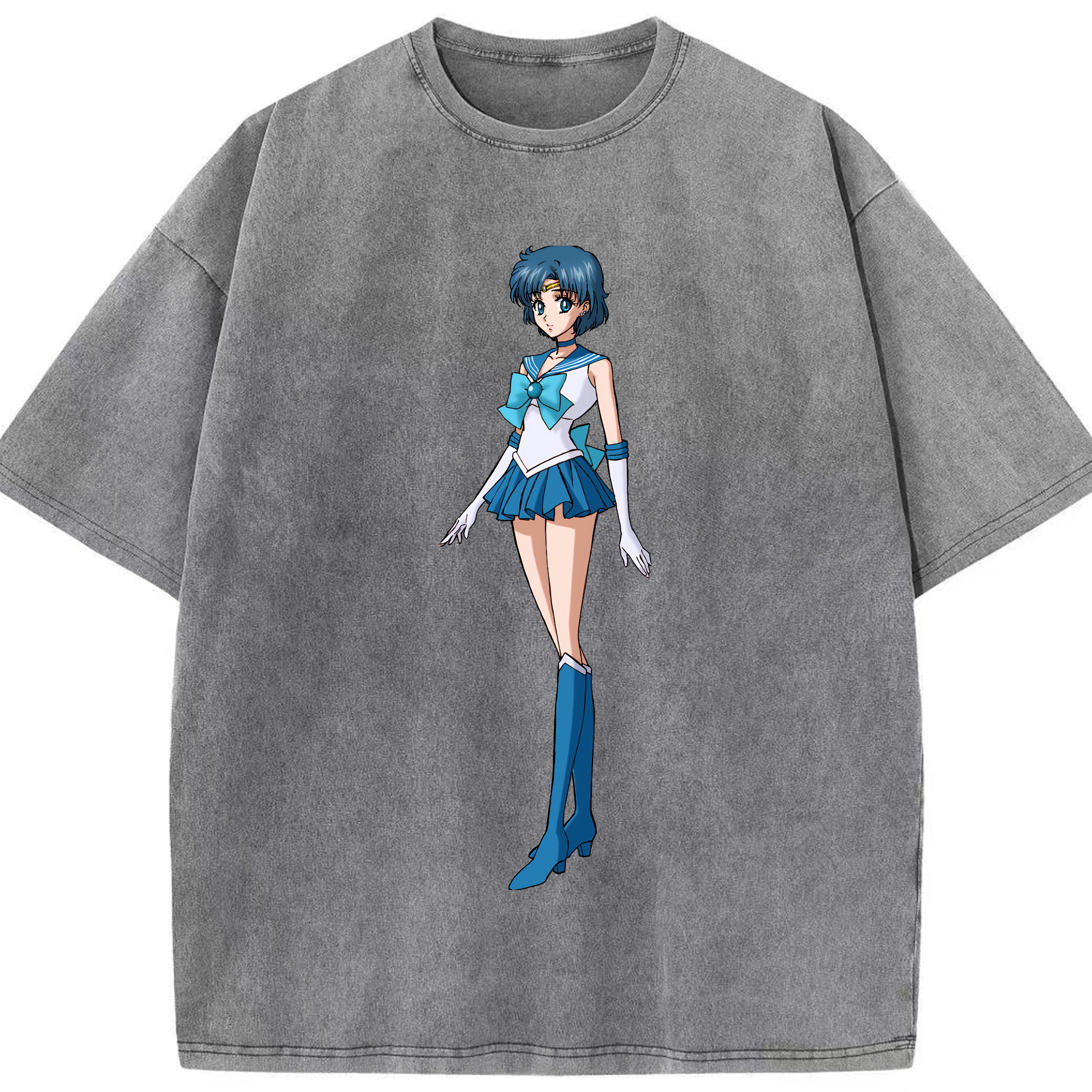 （画像用） 美少女戦士セーラームーン 水野 亜美 みずの あみ Sailor Moon Mizuno Ami 綿100% ヴィンテージ風 半袖Tシャツ（フロントプリント）