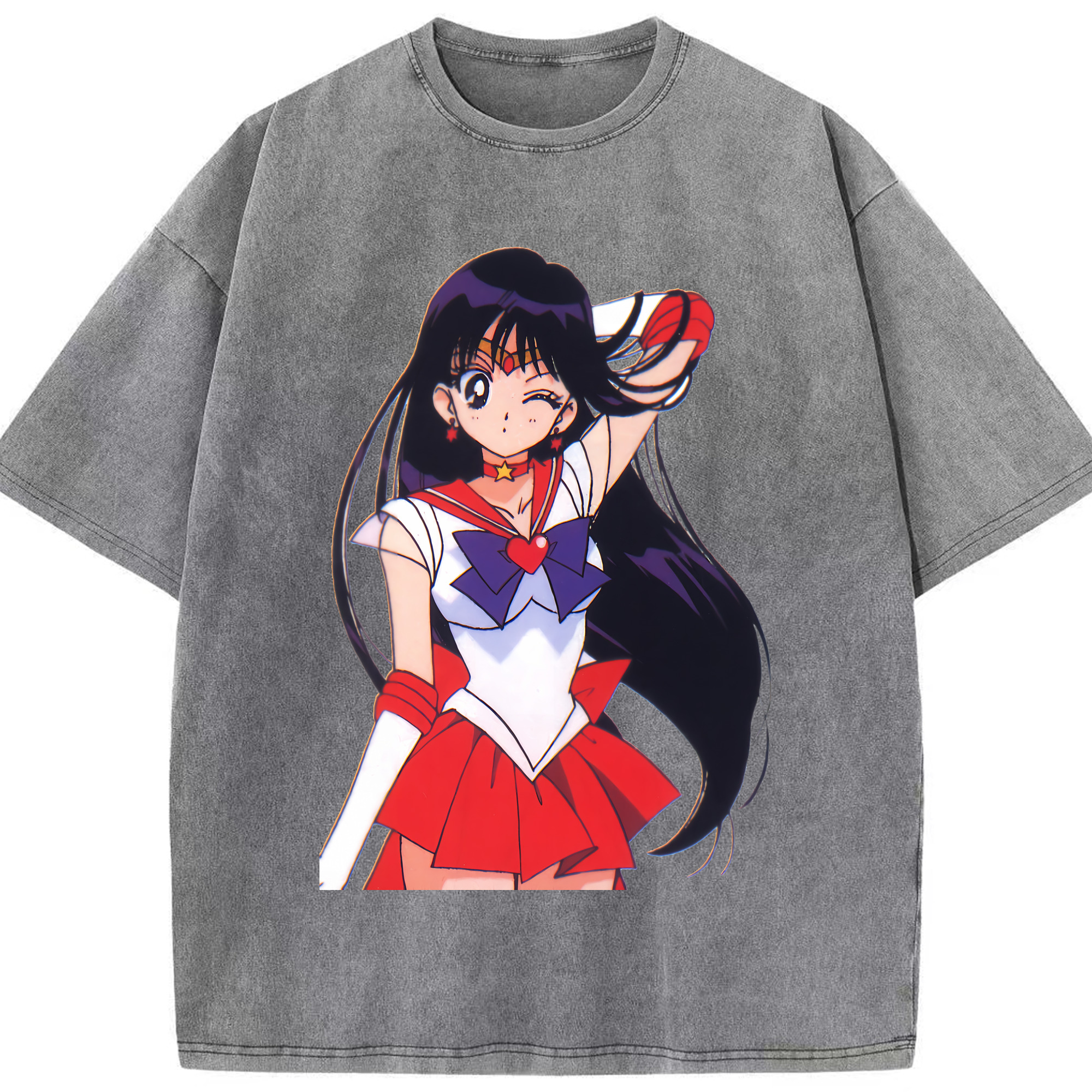 （画像用） 美少女戦士セーラームーン 火野レイ ひの レイ Sailor Moon Hino Rei （セーラーマーズ,Sailor Mars） 綿100% ヴィンテージ風 半袖Tシャツ（フロントプリント）